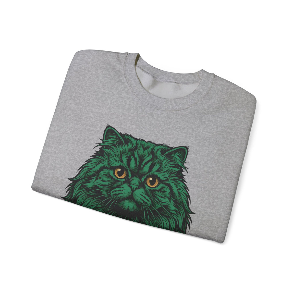 Long Hair Cat Sweatshirt Cat Gift Women Creatures Gift Women Modern Art Sweatshirt Cat Sweatshirt Cat Fan Feline Sweatshirt Beast Graphic Hand Drawn Yellow