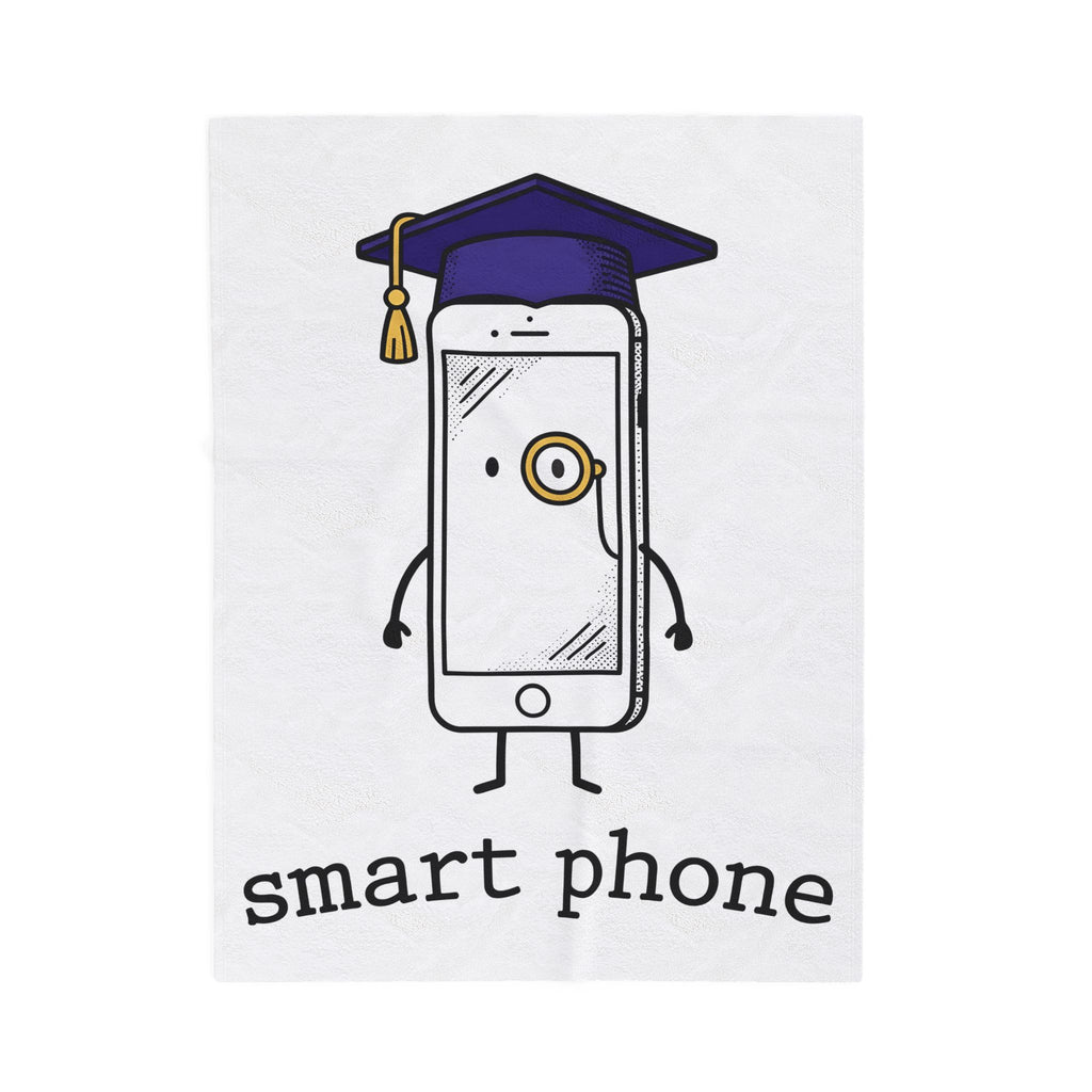 Cellphone Mascot Blanket Funny Commencement Gift Women Comic Blanket Phone Mascot Blanket Humor Fan Cartoon Blanket Graduation Graphic Sketch