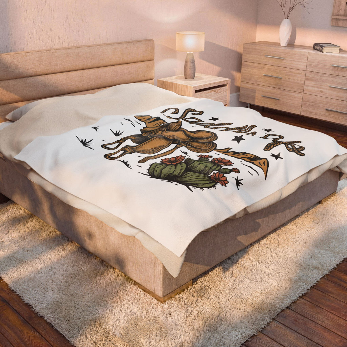 Leather Saddle Blanket Cowgirl Ranch Gift Women Distressed Blanket Saddle Blanket Cowboy Fan Saddlery Blanket Farm Graphic Line Art Succulent