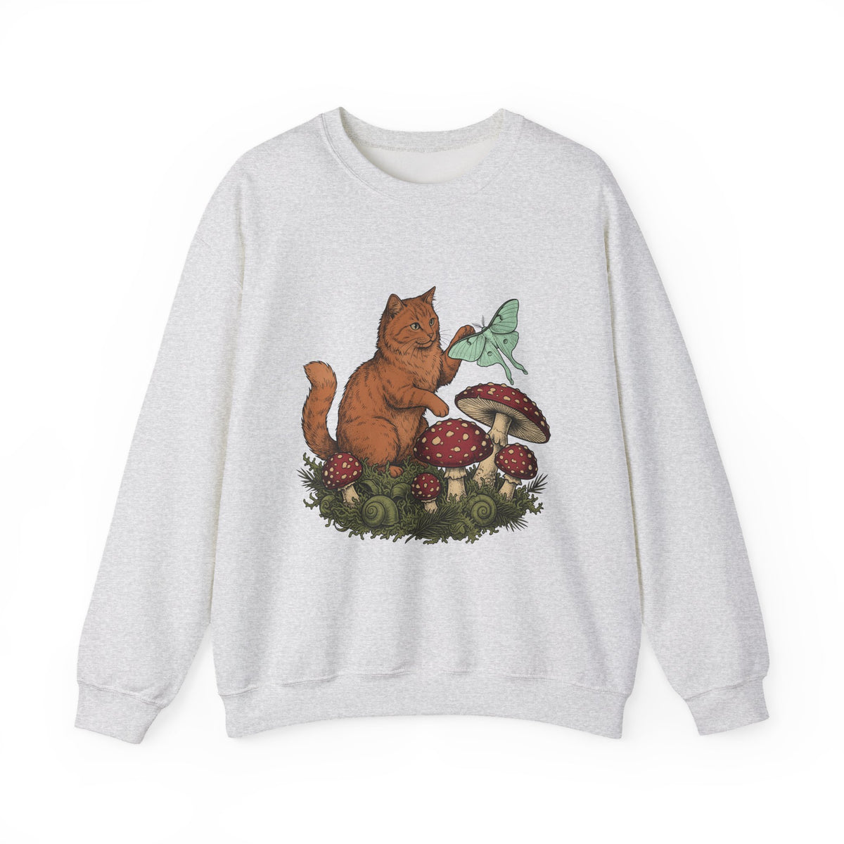 Kitty Toadstool Sweatshirt Cat Environment Gift Women Natural Sweatshirt Fungus T