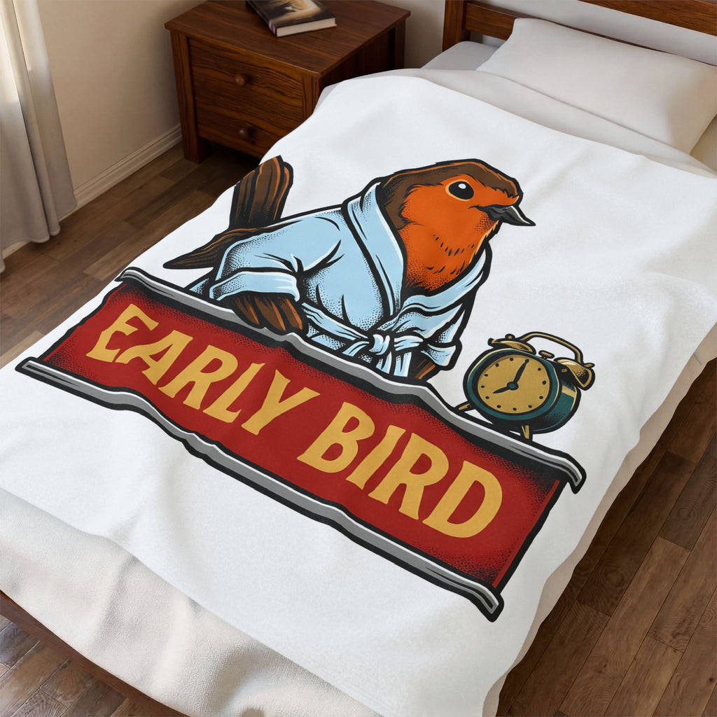 Avian Robe Blanket Funny Creature Gift Women Animated Blanket Bird Blanket Humor Fan Cartoon Blanket Beast Graphic Old School Alarm Blanket