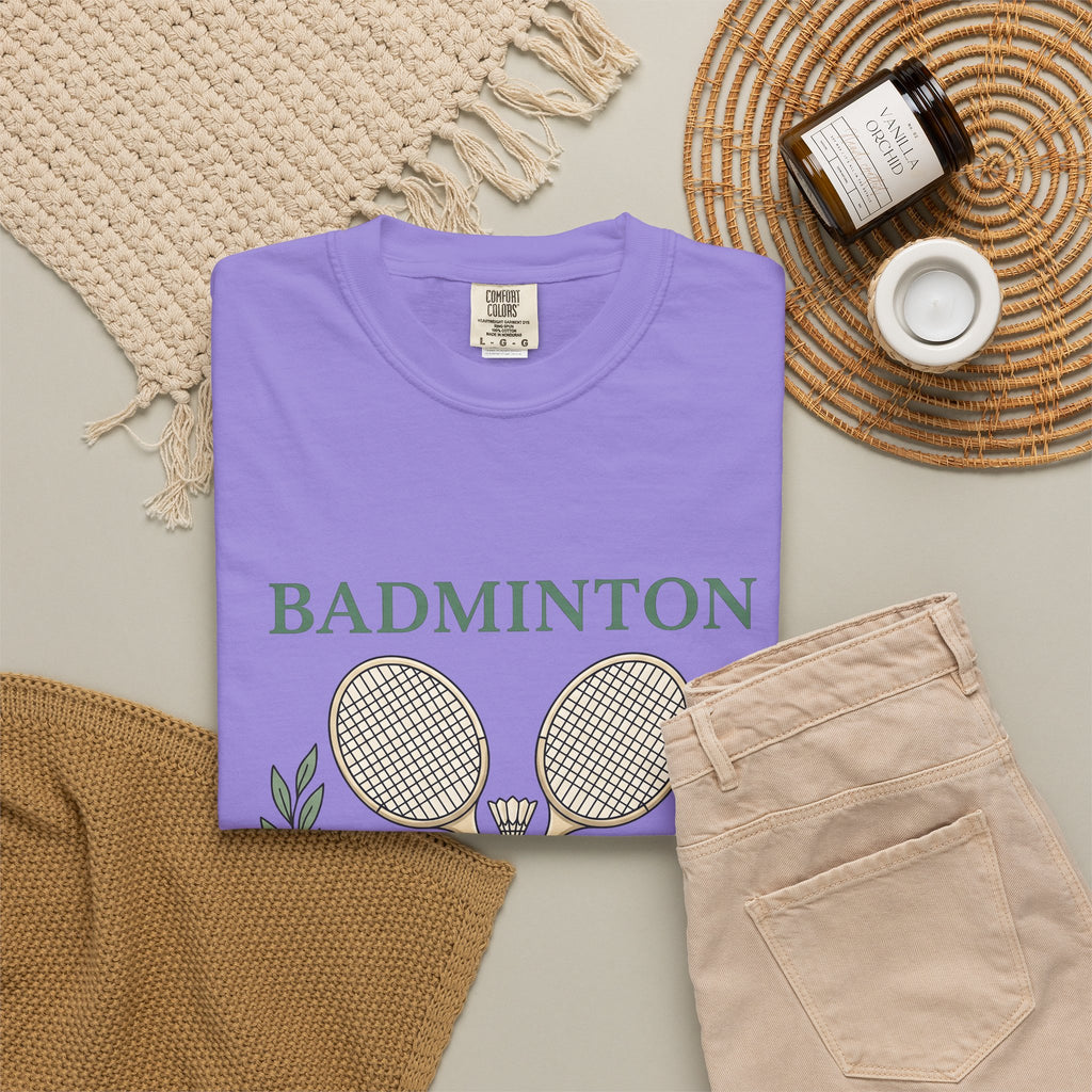 Birdie Rackets T-Shirt Badminton Fitness Gift Women Retro T-Shirt Shuttlecocks T-Shirt Badminton Enthusiast Vintage T-Shirt Workout Graphic Doodle