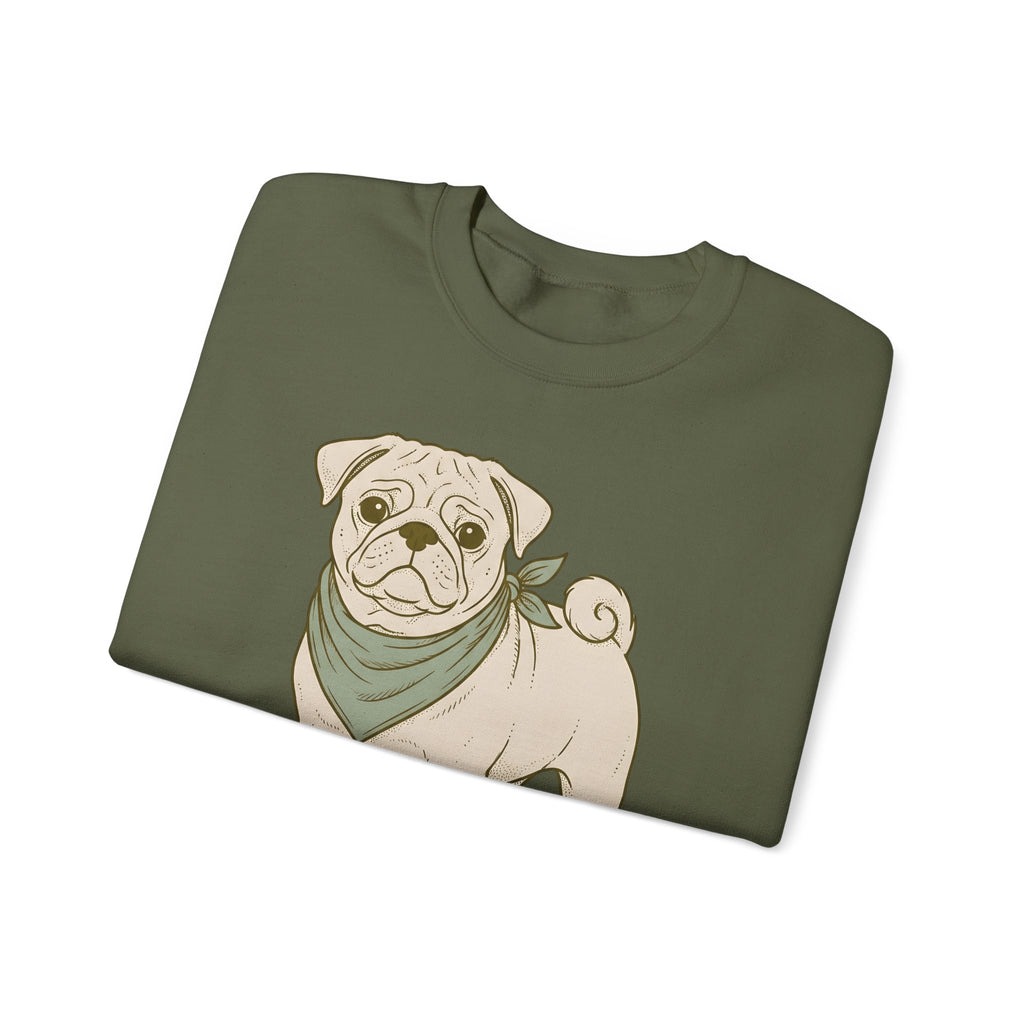 Pug Dog Sweatshirt Dog Pets Gift Women Hand Drawn Sweatshirt Puggle Sweatshirt Dog Fan Mop Dog Graphic Pet Design Illustration Minimalist Bandana Sweatshirt