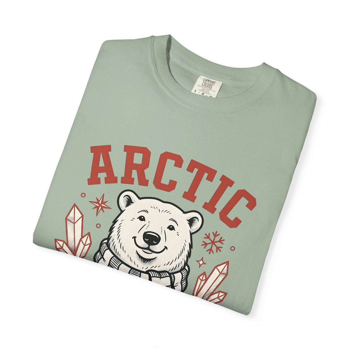 White Bear T-Shirt Christmas Cold Season Gift Women Comic T-Shirt Polar Bear T-Shirt Winter Fan Cartoon T-Shirt Frost Graphic Retro Ice Crystals