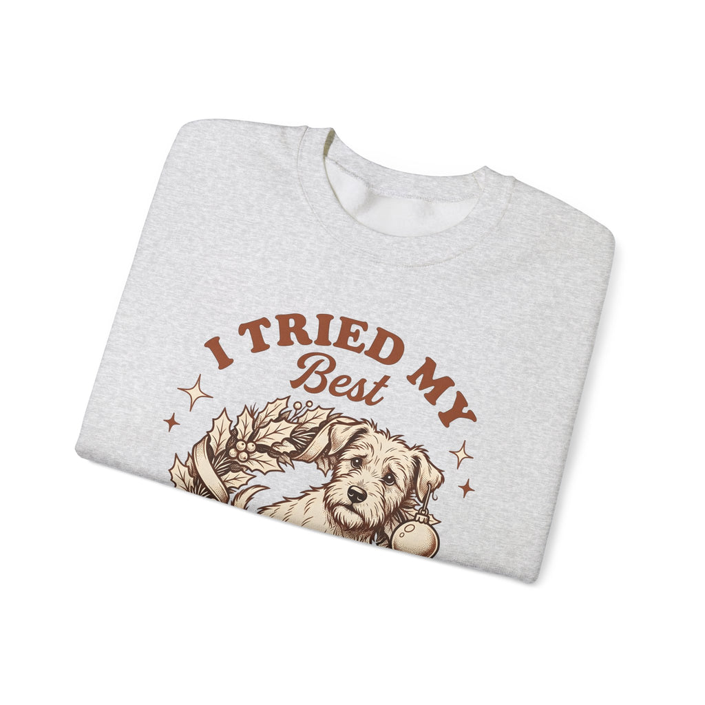 Dog Garland Sweatshirt Christmas Pets Gift Women Classic Sweatshirt Dog Swag Sweatshirt Xmas Fan Doggy Graphic Sweatshirt Doodle Bauble Sweatshirt