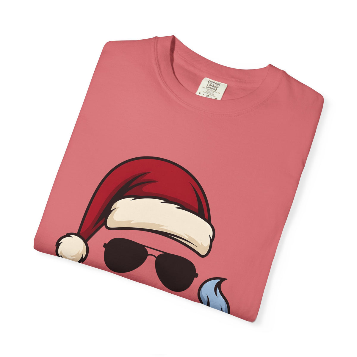 Santa Hat Sunglasses Christmas Humor Gift Cartoon Cool Shades Xmas Fan Funny Retro Smoking T-Shirt