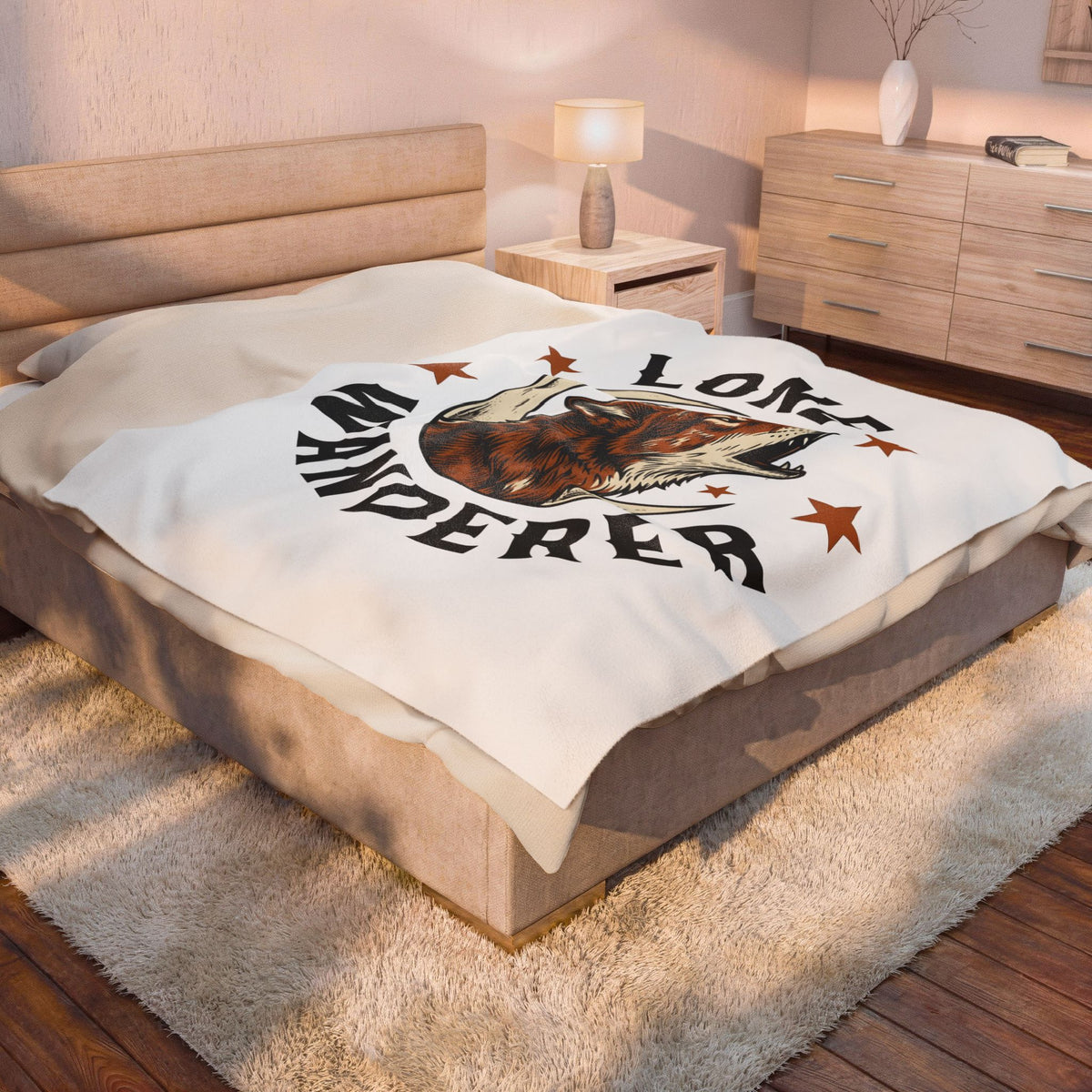 Howling Wolf Blanket Cowgirl Nature Gift Women Rustic Blanket Wolf Blanket Cowgirl Fan Vintage Blanket Environmental Graphic Classic Moon Crescent