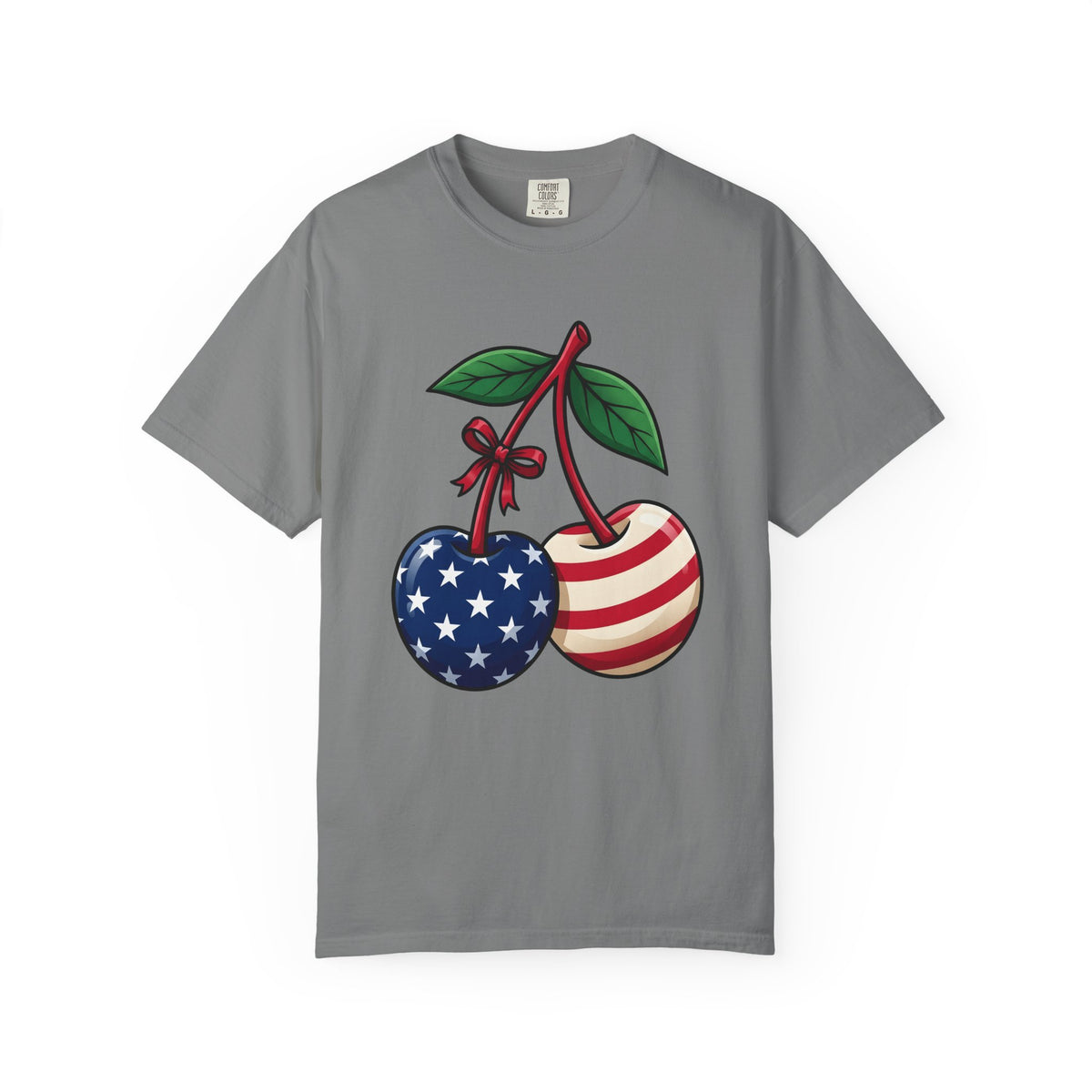 American Cherries 4Th Of July Beach Gift Comic Cherry Independence Day Fan Cartoon Coastal T-Shirt