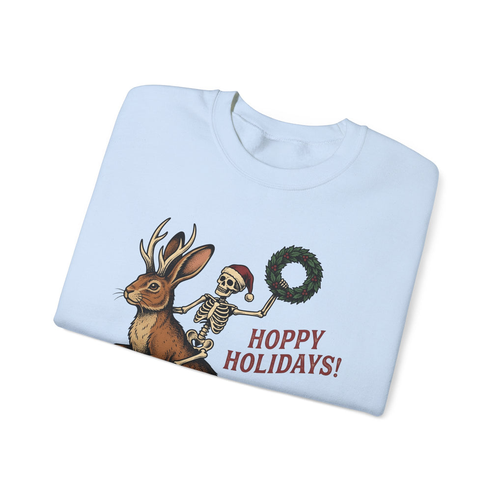 Jackalope Skull Sweatshirt Christmas Jokes Gift Women Antique Sweatshirt Rabbit Skull Sweatshirt Xmas Fan Vintage Sweatshirt Pun Graphic Doodle Circle Sweatshirt