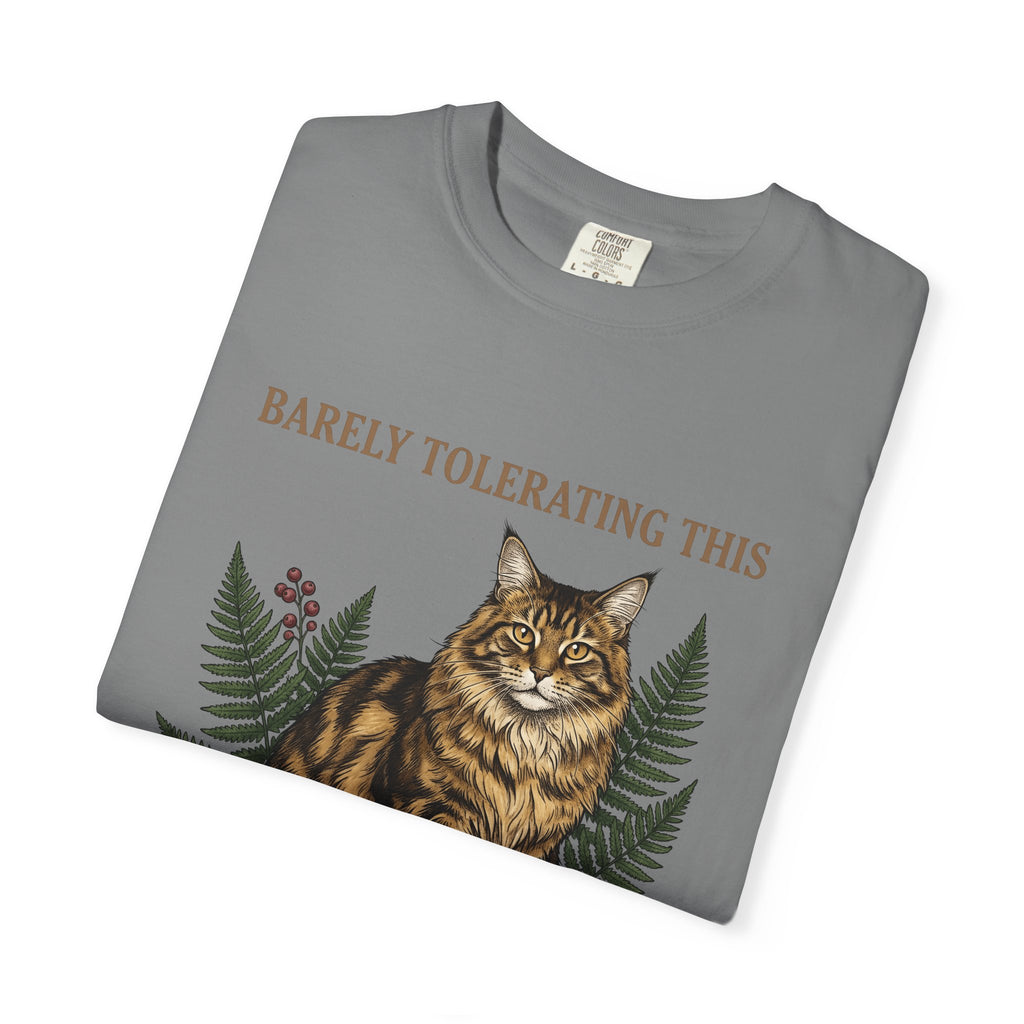 Maine Coon Pet Cat Fun Gift Plant Cat Cat Fan Botanical Humorous Traditional Frond T-Shirt
