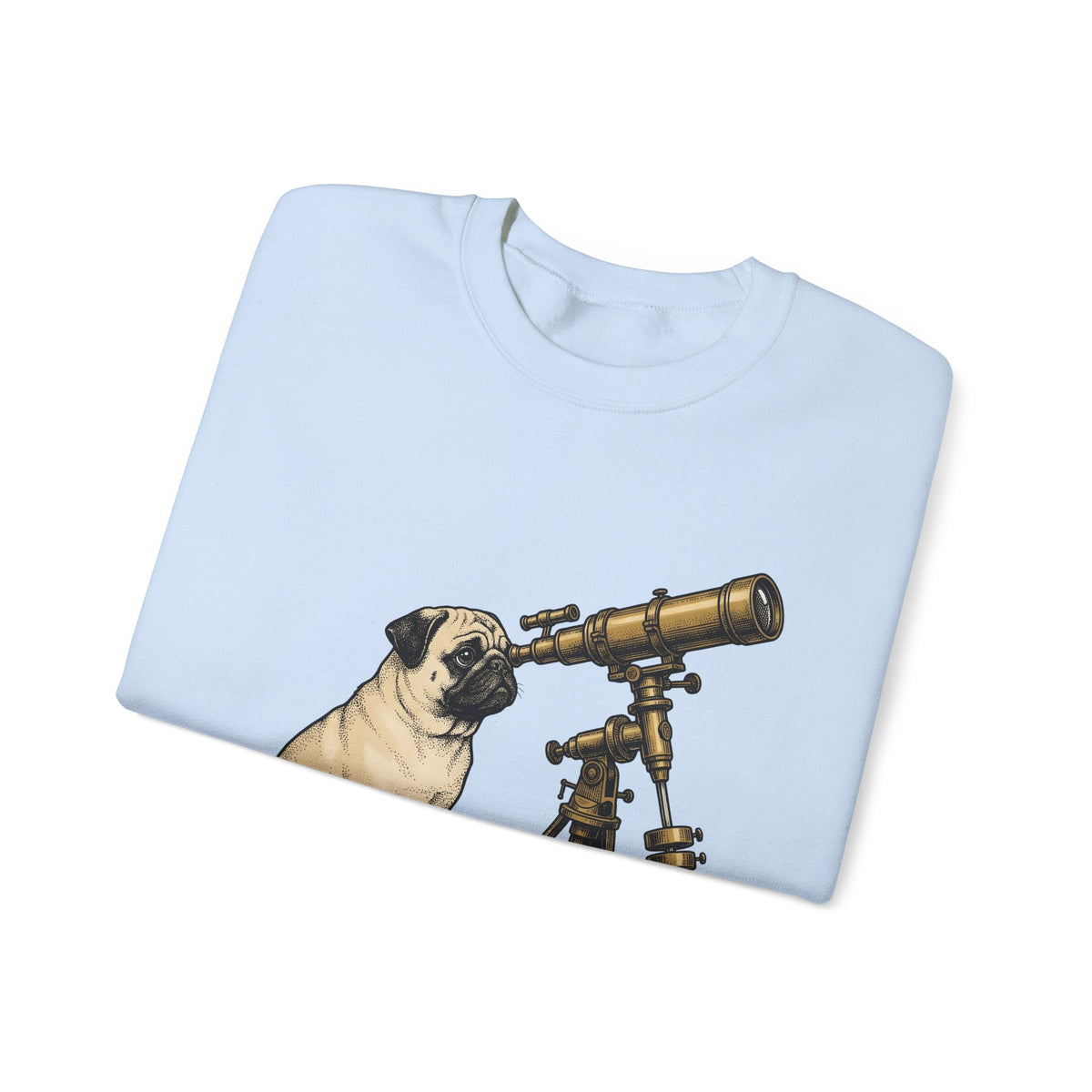 Pug Puppy Sweatshirt Dog Space Gift Women Retro Sweatshirt Puppy Sweatshirt Dog Fan Canine Sweatshirt Vintage Graphic Astronomy Illustration Sketch Binoculars