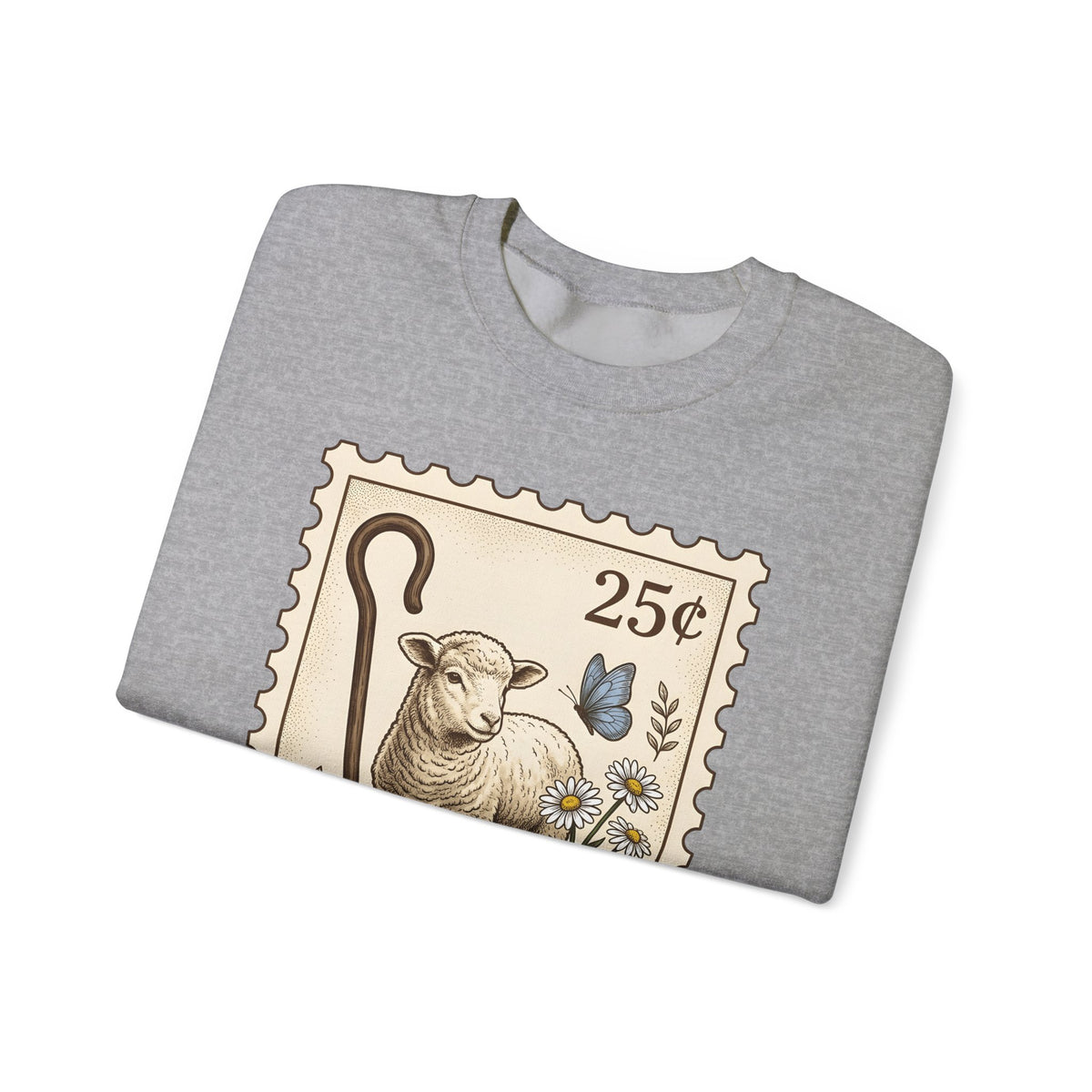 Lamb Drawing Sweatshirt Easter Farmland Gift Women Rustic Sweatshirt Sheep Sweatshirt Spring Fan Country Sweatshirt Farm Graphic Doodle Field Flowers Sweatshirt