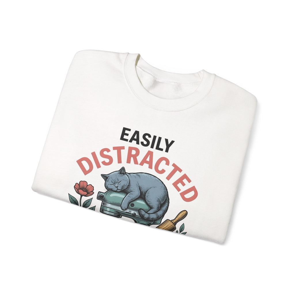 Cat Blender Sweatshirt Cat Dessert Gift Women Retro Sweatshirt Blender Sweatshirt Cat Fan Vintage Sweatshirt Pastry Graphic Sketch Blossoms Sweatshirt