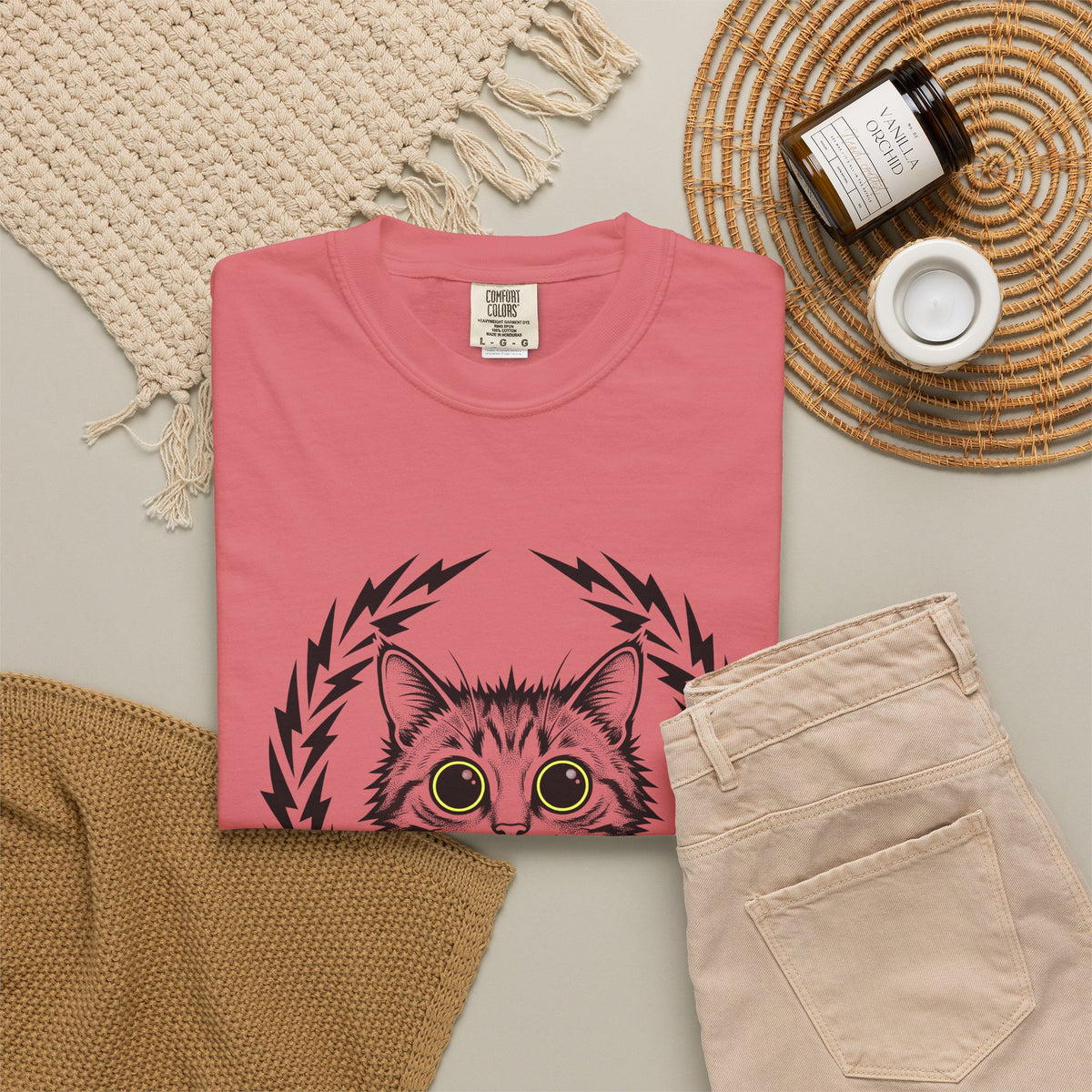 Striped Cat Cat Comedy Gift Modern Tabby Cat Feline Fan Retro Electric T-Shirt