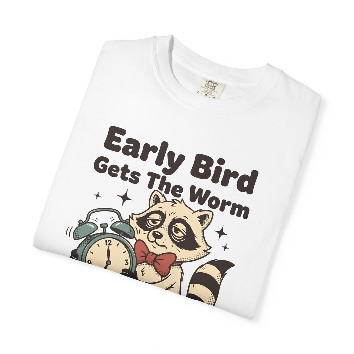 Raccoon Clock T-Shirt Funny Animal Gift Women Cartoon T-Shirt Clock T-Shirt Humor Fan Comic T-Shirt Wildlife Graphic Retro Stars T-Shirt
