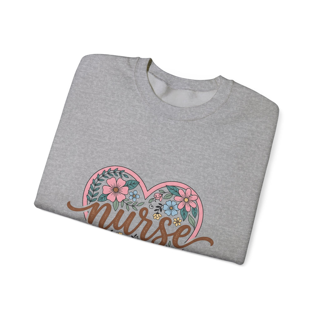 Flower Heart Sweatshirt Nurse Thanks Gift Women Cartoon Sweatshirt Floral Sweatshirt Healthcare Enthusiast Comic Sweatshirt Appreciation Graphic Retro Petals