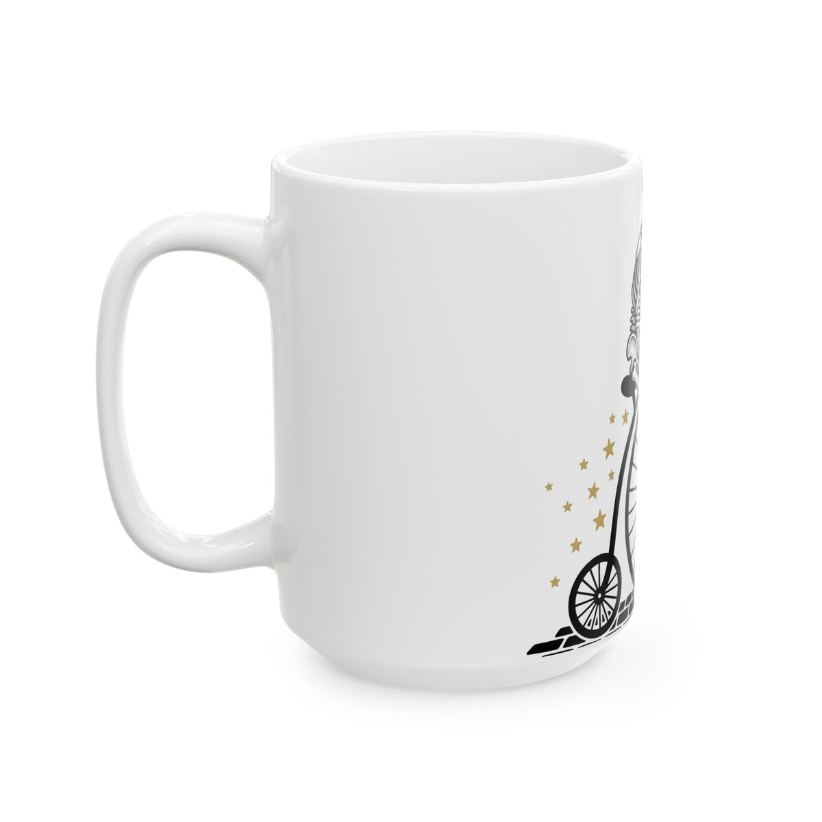 Skeleton Bicycle Mug Halloween Gothic Gift Women Vintage Mug Bike Mug Horror Fan Retro Mug Dark Graphic Hand Drawn Skulls Mug