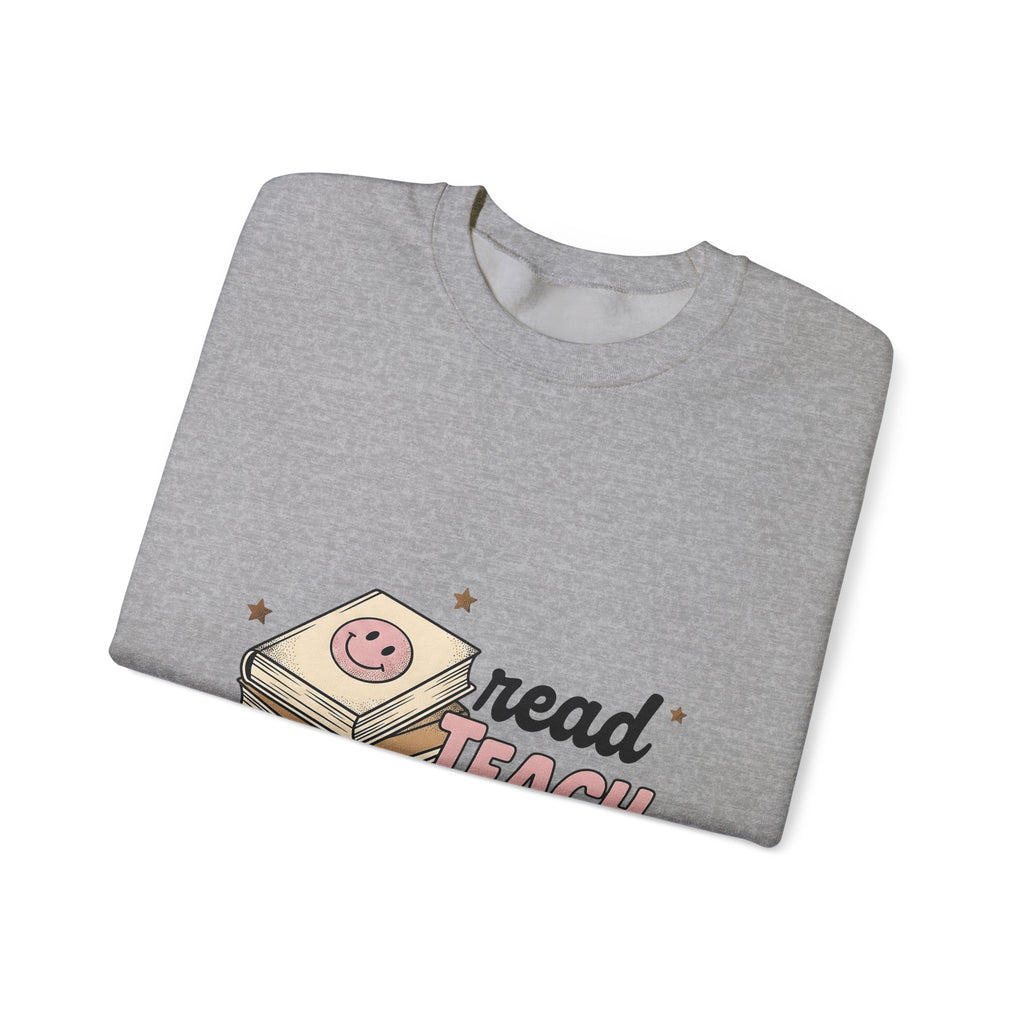 Stacked Books Teachers Reading Gift Cartoon Book Pile Educator Enthusiast Comic Literacy Retro Sweatshirt