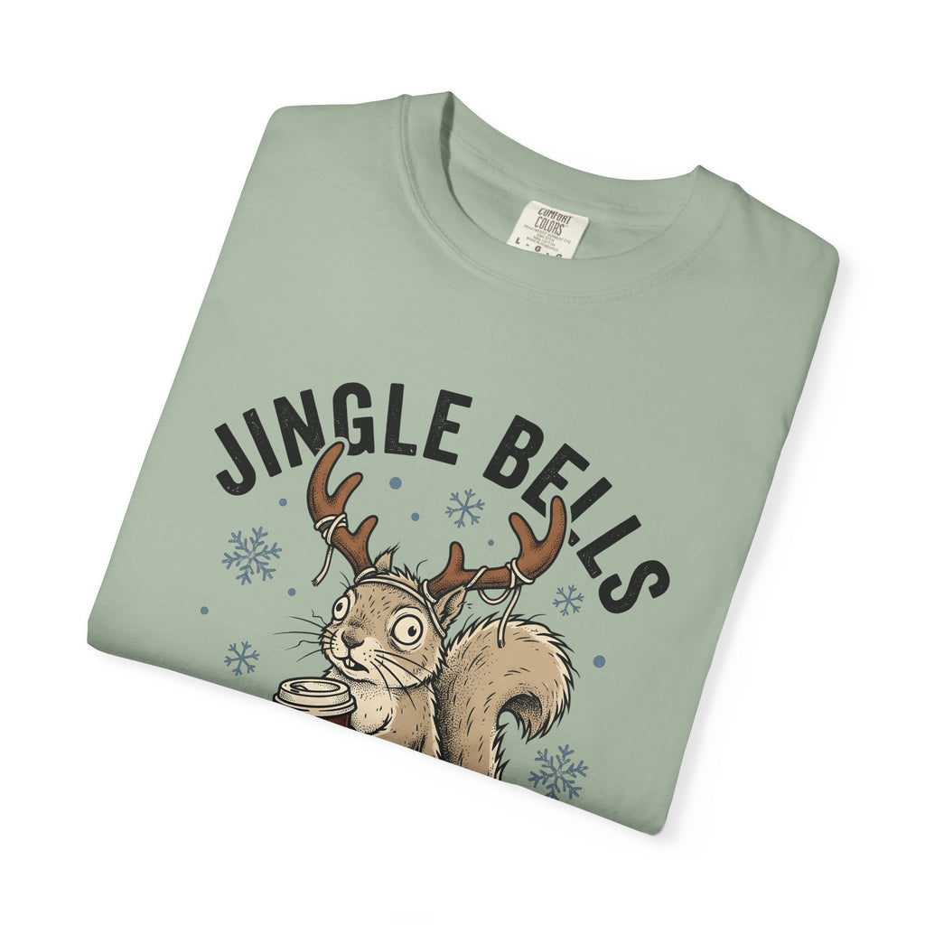 Tree Squirrel Coffee T-Shirt Christmas Fauna Gift Women Line Art T-Shirt Squirrel Coffee T-Shirt Xmas Fan Squirrel Illustration Wildlife Graphic