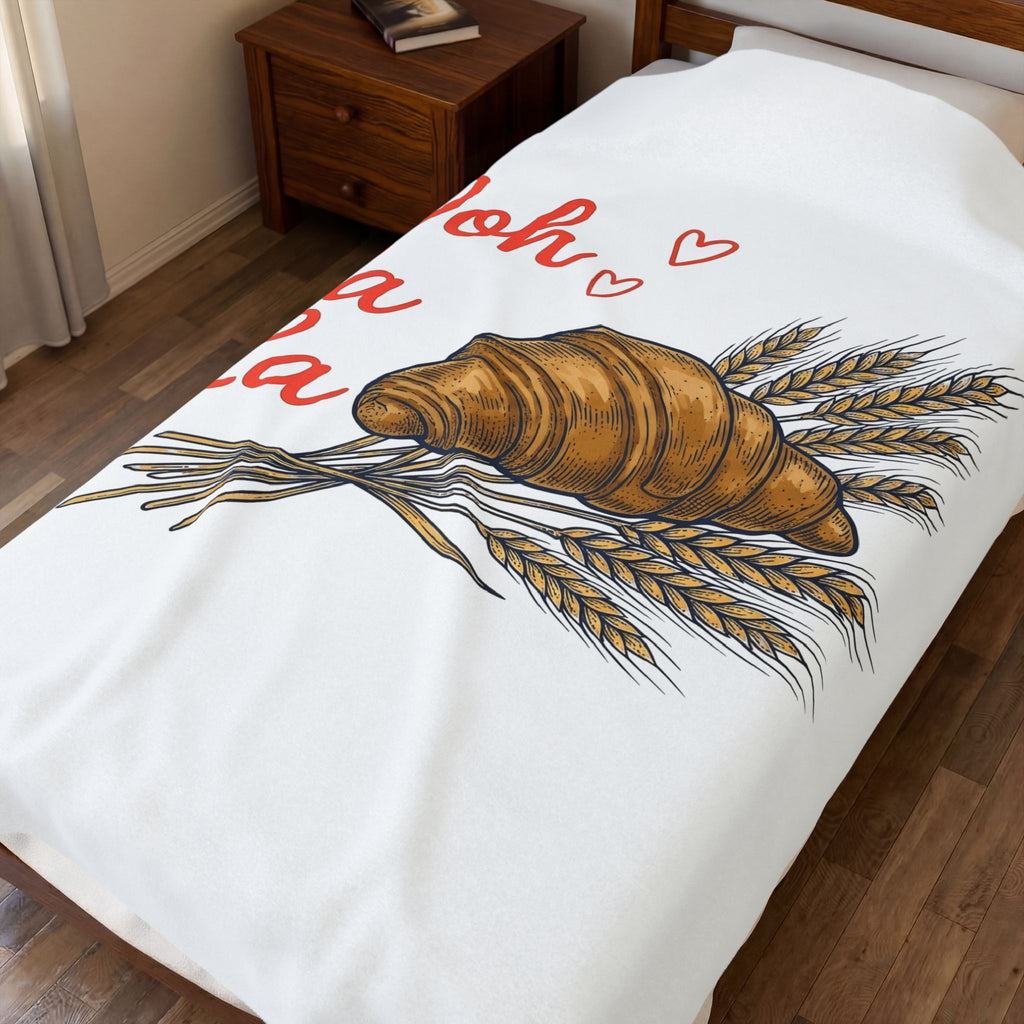Croissant Drawing Blanket Desserts Sweets Gift Women Retro Blanket Pastry Blanket Dessert Fan Vintage Blanket Treat Graphic Cartoon Flour Blanket