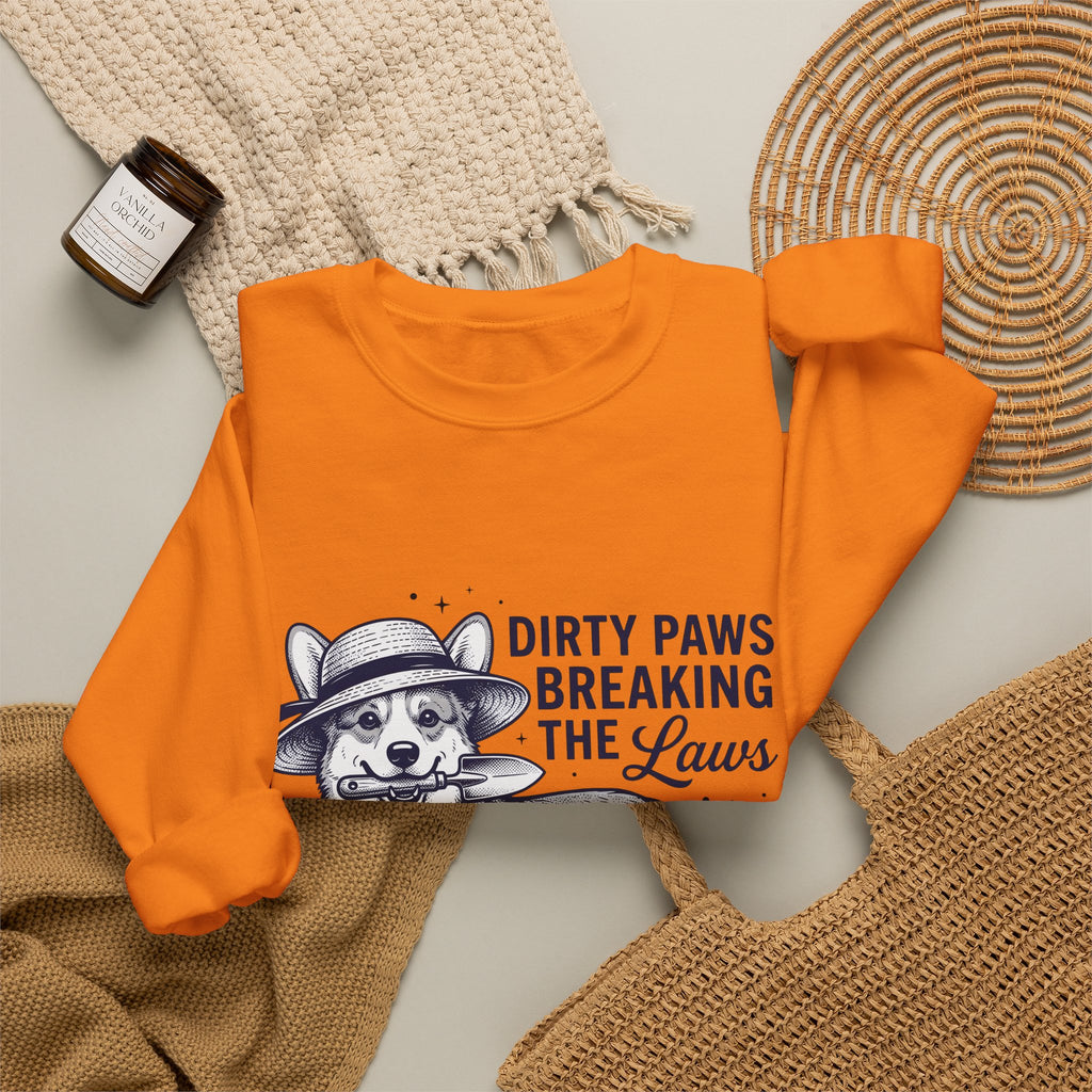 Corgi Canine Sweatshirt Dog Horticulture Gift Women Old School Sweatshirt Dog Sweatshirt Dog Fan Puppy Sweatshirt Gardening Graphic Outline Hand Shovel Sweatshirt