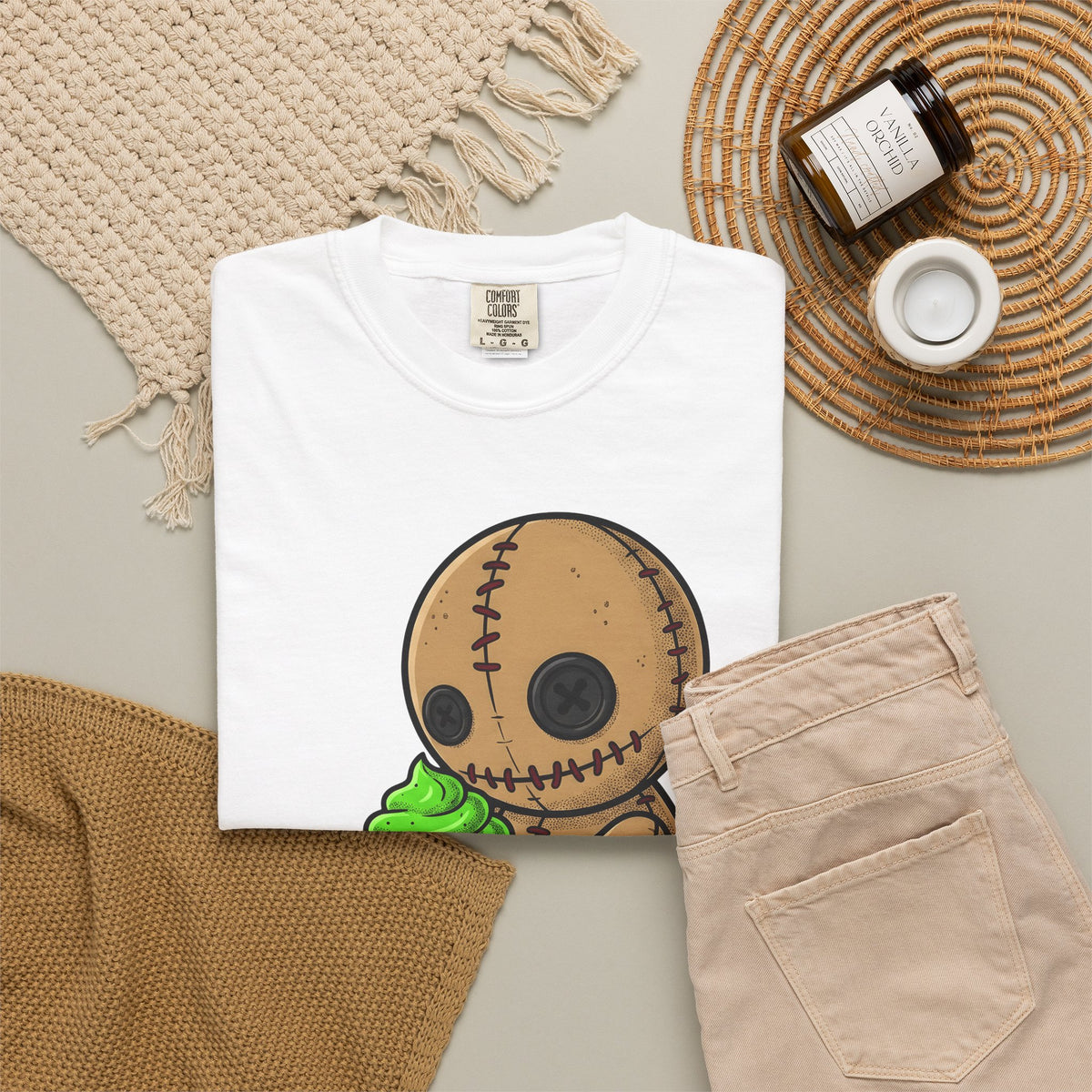 Voodoo Doll T-Shirt Desserts Spooky Gift Women Cartoon T-Shirt Poppet T-Shirt Pastry Fan Comic T-Shirt Horror Graphic Gothic Cupcake T-Shirt