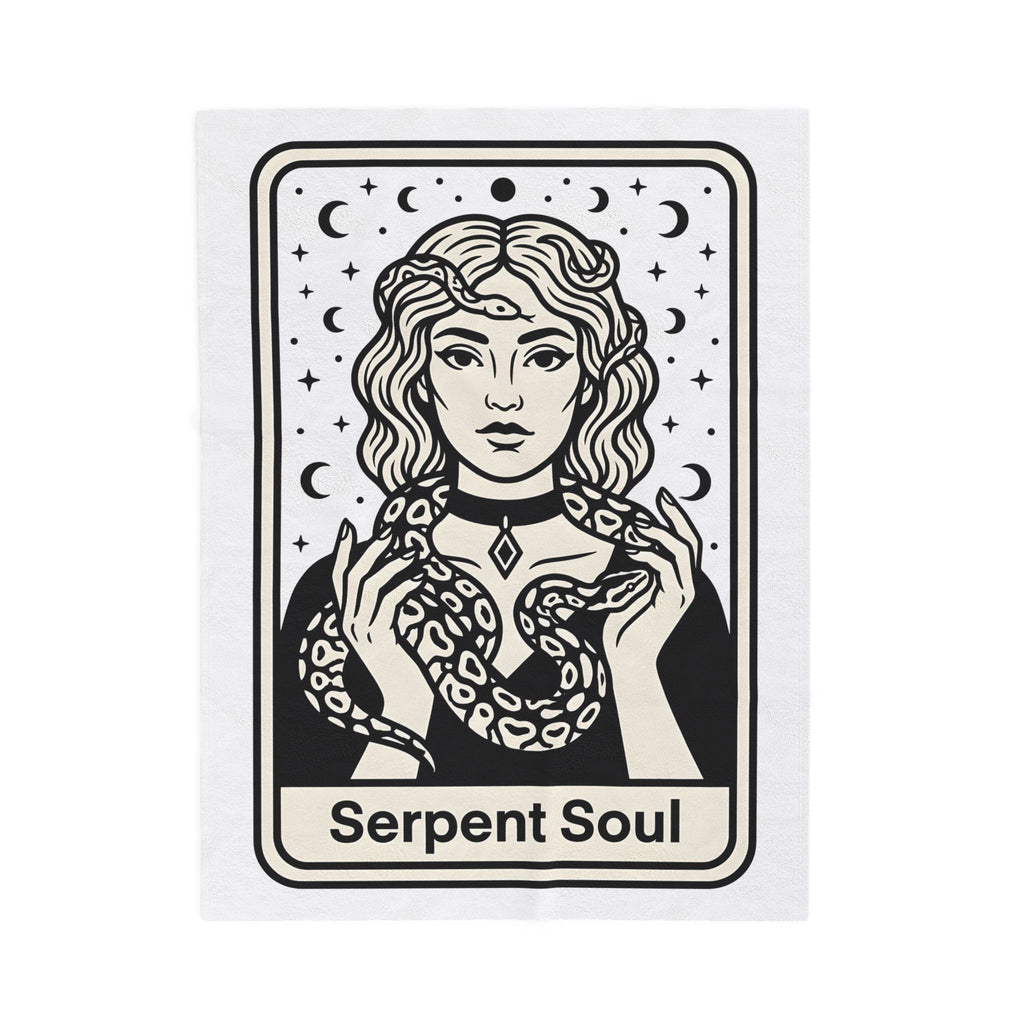 Mystical Female Serpent Blanket Boho Chic Spells Gift Women Oracle Blanket Snake Blanket Bohemian Fan Divination Blanket Magic Graphic Retro Lunar