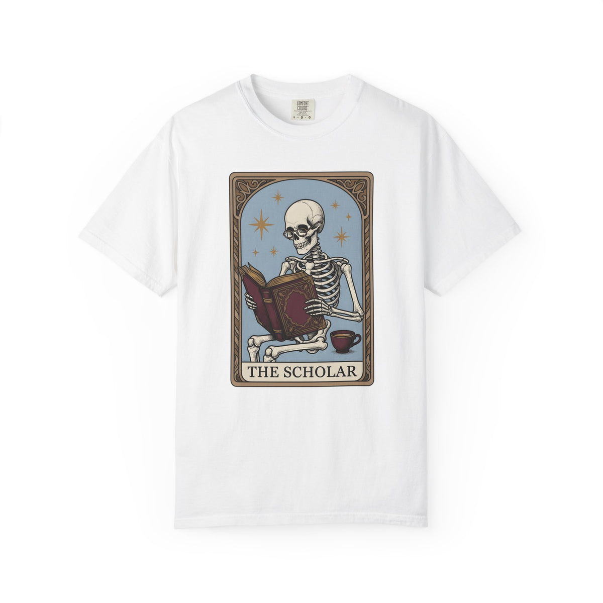 Skeleton Reading Book T-Shirt Gothic Academic Gift Women Vintage T-Shirt Skeleton T-Shirt Dark Fan Retro T-Shirt Scholar Graphic Tarot Coffee Cup