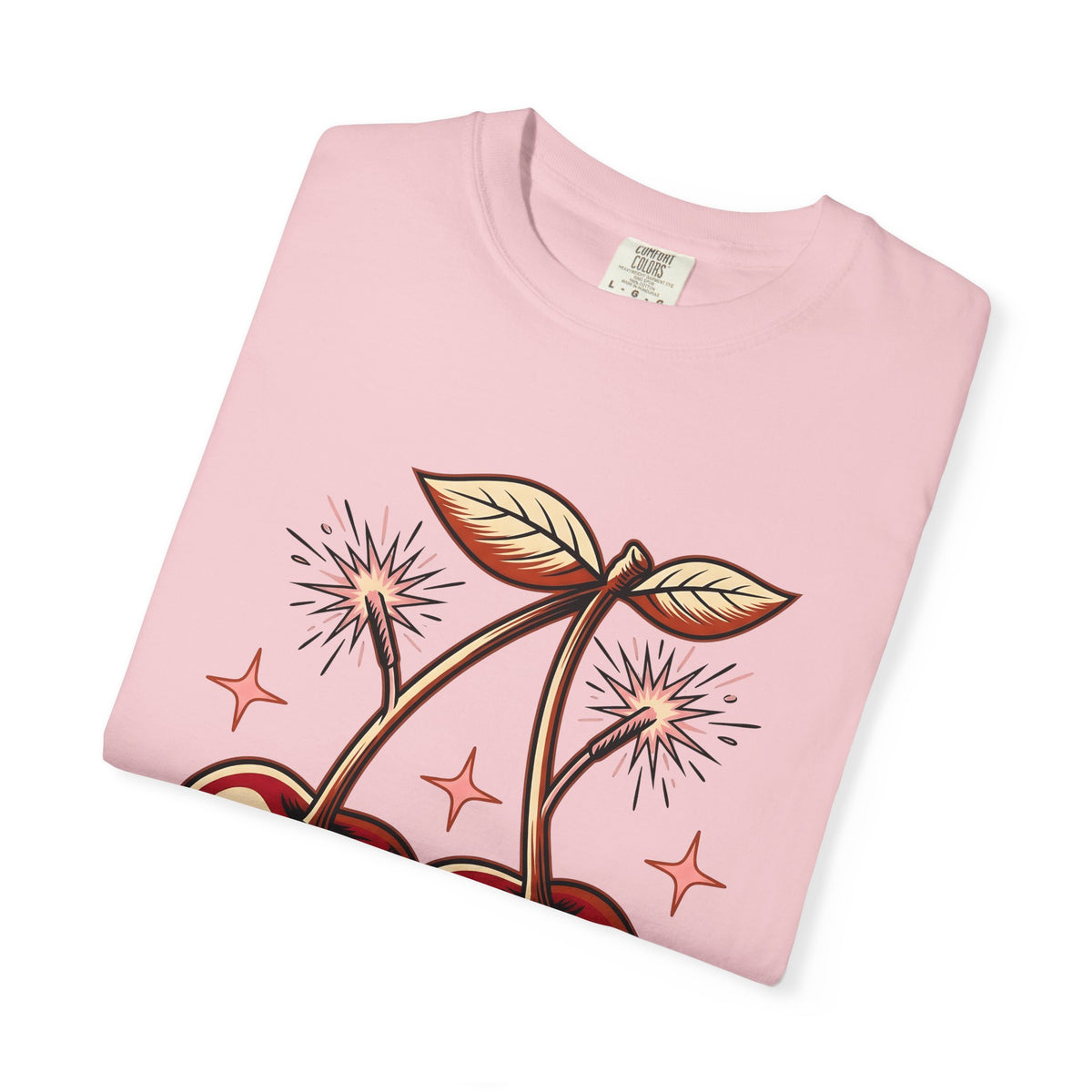 Cherry Firecrackers T-Shirt 4th Of July Vacation Gift Women Hand Drawn T-Shirt Fireworks T-Shirt Independence Day Fan Firework T-Shirt Travel