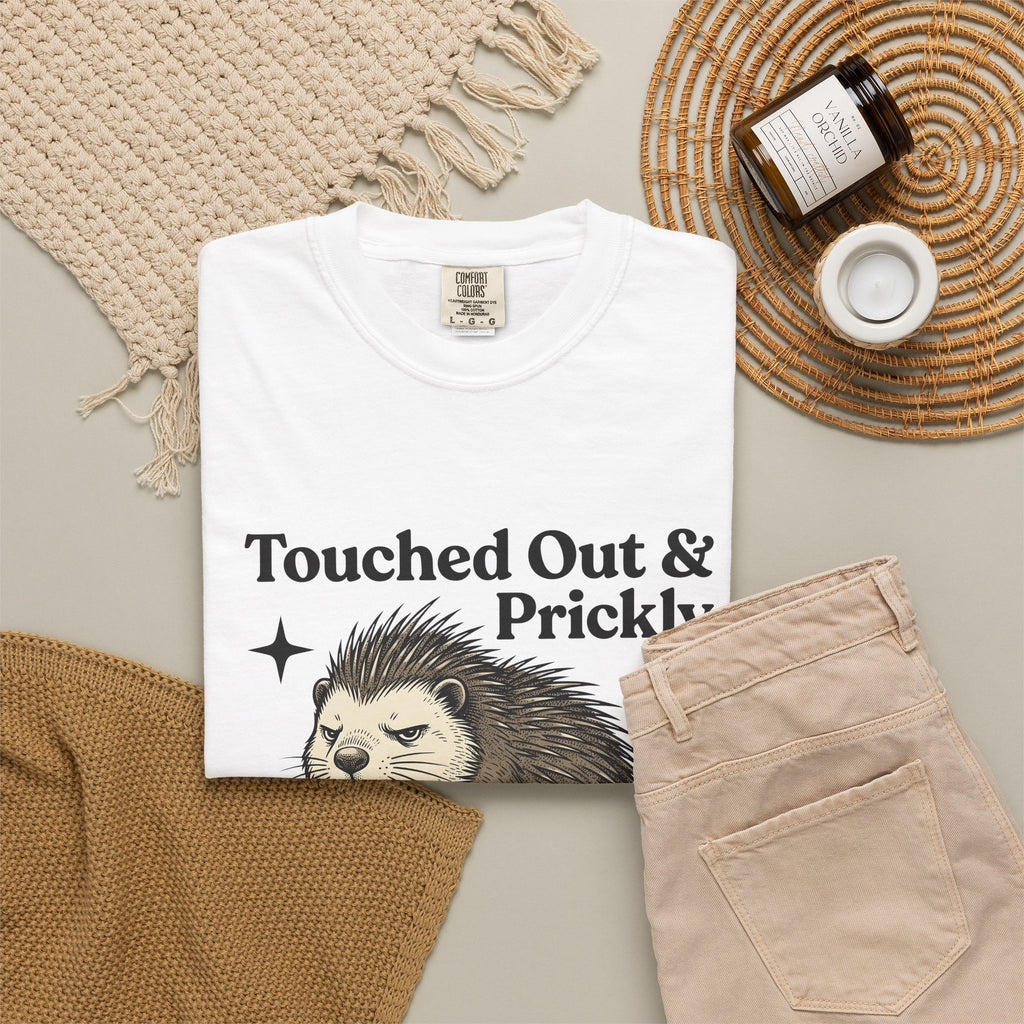 Grumpy Porcupine T-Shirt Moms Humor Gift Women Hand Drawn T-Shirt Quillpig T-Shirt Motherhood Fan Illustrated Graphic T-Shirt Vintage Stars T-Shirt
