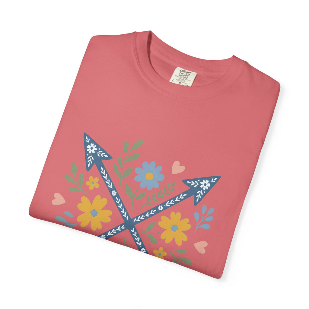 Crossed Arrows T-Shirt Cowgirl Country Gift Women Folk T-Shirt Quivers T-Shirt Rodeo Fan Quilt Design Southwestern Wildflowers T-Shirt