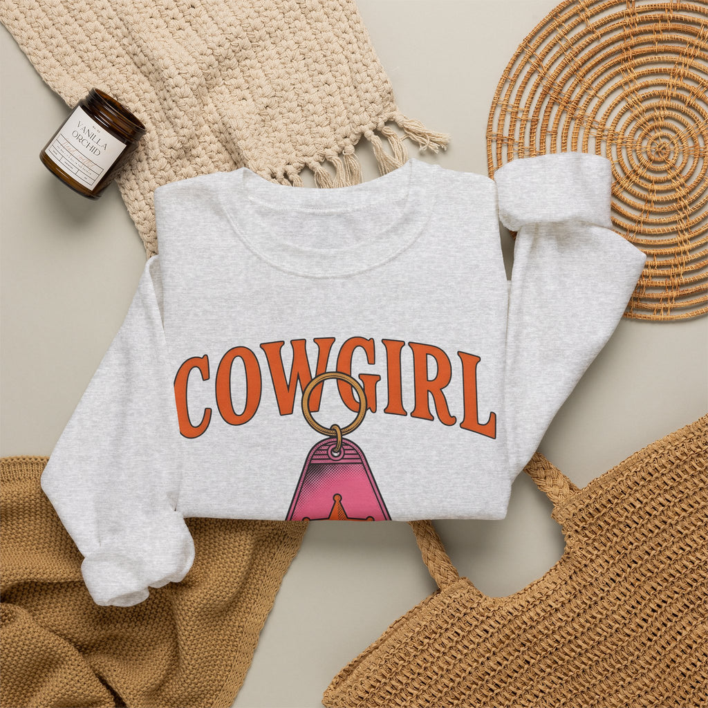 Sheriff Badge Keychain Sweatshirt Cowgirl Cowboy Gift Women Distressed Sweatshirt Keychain Sweatshirt Cowboy Fan Vintage Sweatshirt Rodeo Graphic Hand Drawn