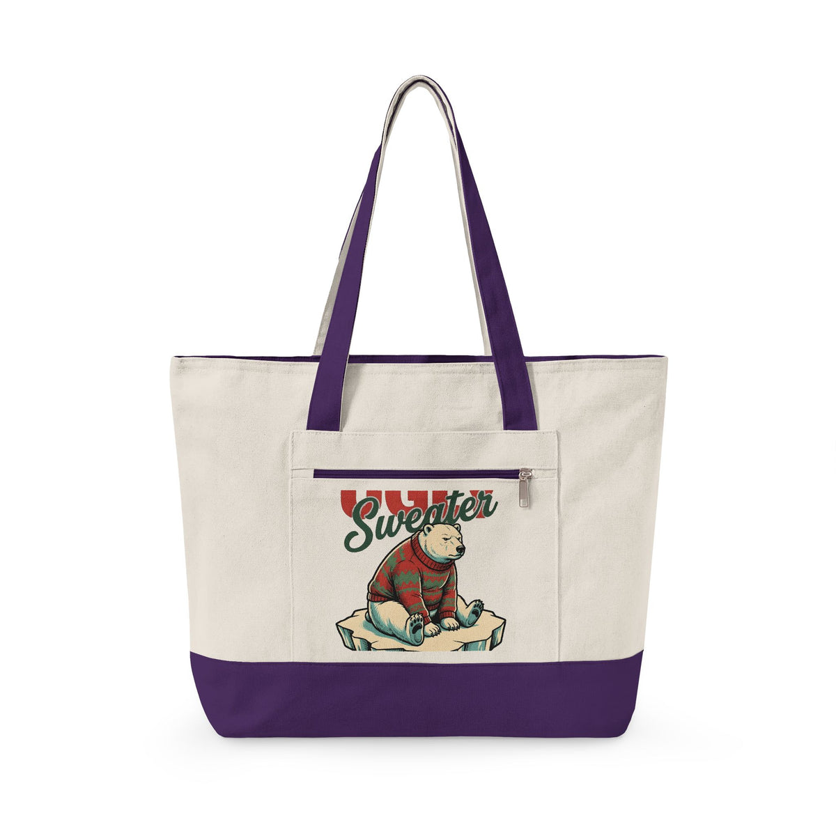 Arctic Bear Sweater Christmas Fauna Gift Nostalgic Polar Bear Xmas Fan Vintage Wildlife Doodle Tote Bag