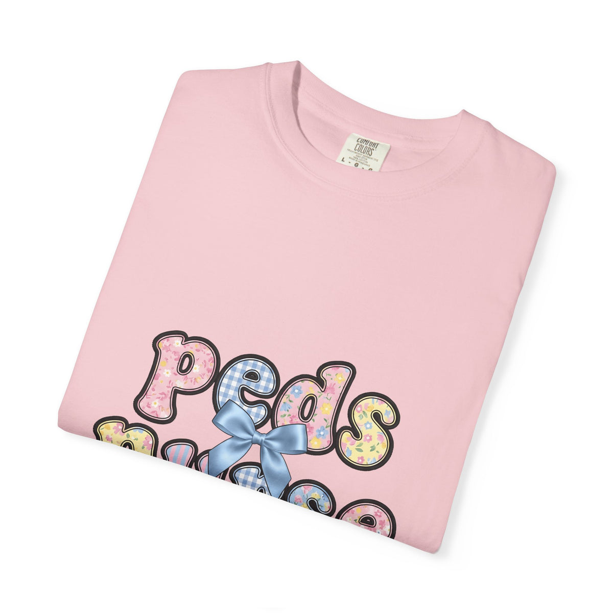Pastel Fabric Typography T-Shirt Nurse Flower Gift Women Adorable T-Shirt Textile T-Shirt Nursing Enthusiast Typography T-Shirt Floral Graphic Old