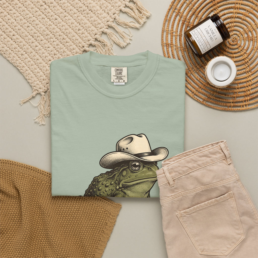 Rodeo Frog T-Shirt Cowgirl Ranch Gift Women Classic T-Shirt Toad T-Shirt Cowgirl Fan Vintage T-Shirt Farm Graphic Line Art Metal Horseshoe T-Shirt