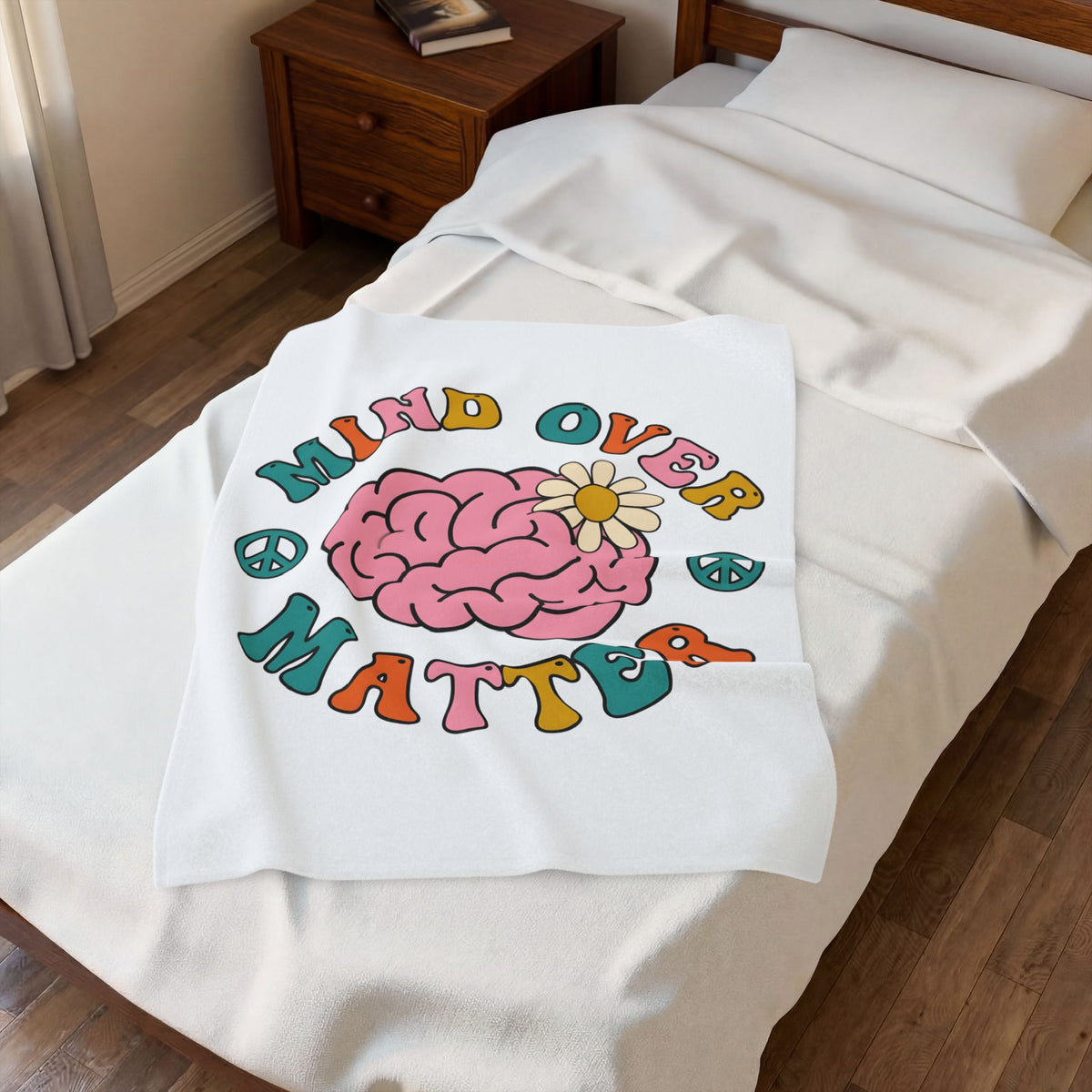 Brain Flower Blanket Teacher Mental Health Gift Women Groovy Blanket Mind Bloom Blanket Educator Enthusiast Psychedelic Blanket Wellness Graphic