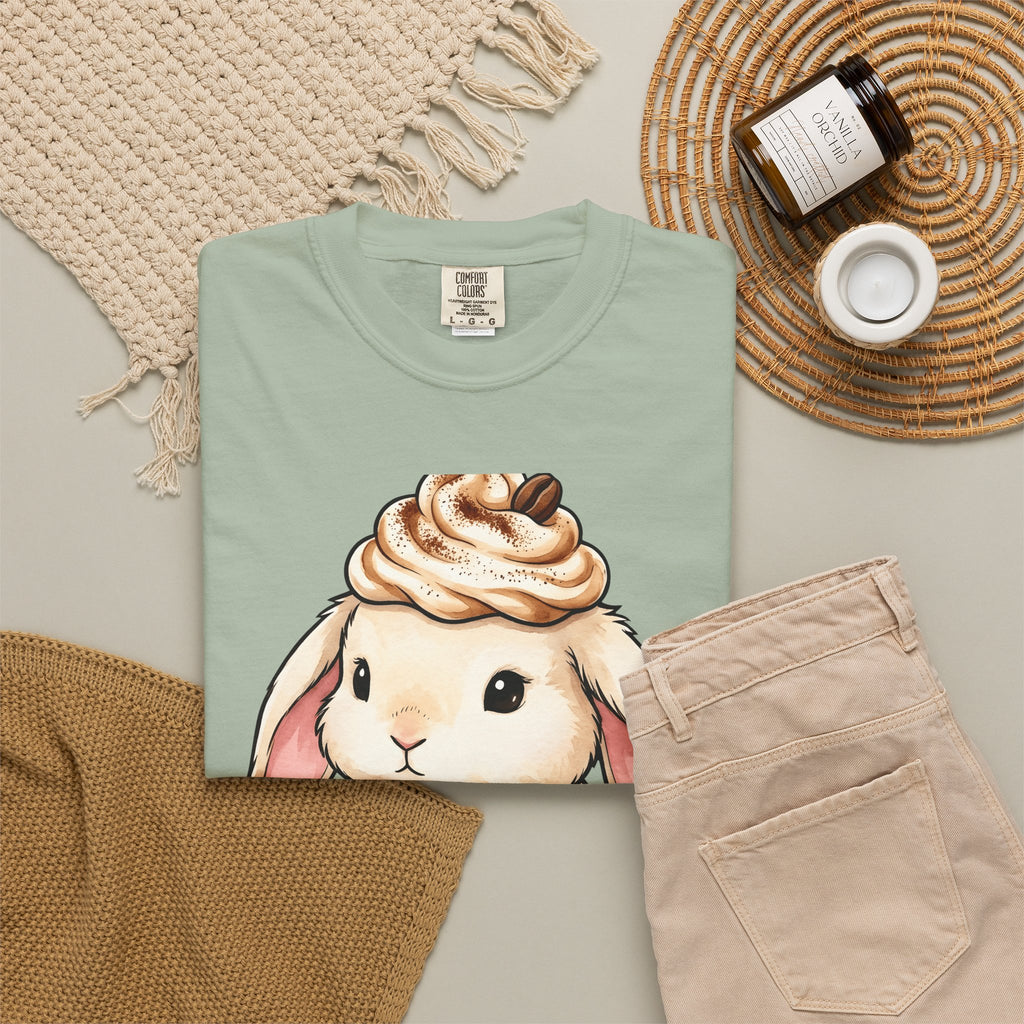 Bunny Espresso T-Shirt Coffee Wildlife Gift Women Adorable T-Shirt Rabbit Coffee T-Shirt Coffee Fan Animal Graphic T-Shirt Painterly Froth T-Shirt