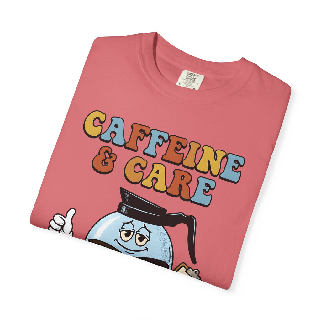 Coffee Pot Character T-Shirt Nurses Coffee Gift Women Cartoon T-Shirt Coffee Maker T-Shirt Nurse Fan Cartoony T-Shirt Caffeine Graphic Retro