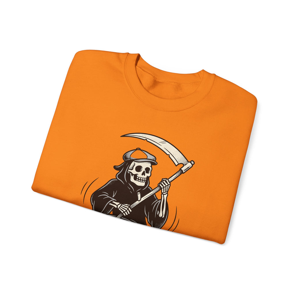 Reaper Skull Sweatshirt Halloween Cranium Gift Women Animated Sweatshirt Grim Reaper Sweatshirt Horror Fan Death Skull Graphic Sweatshirt Old School Sickle
