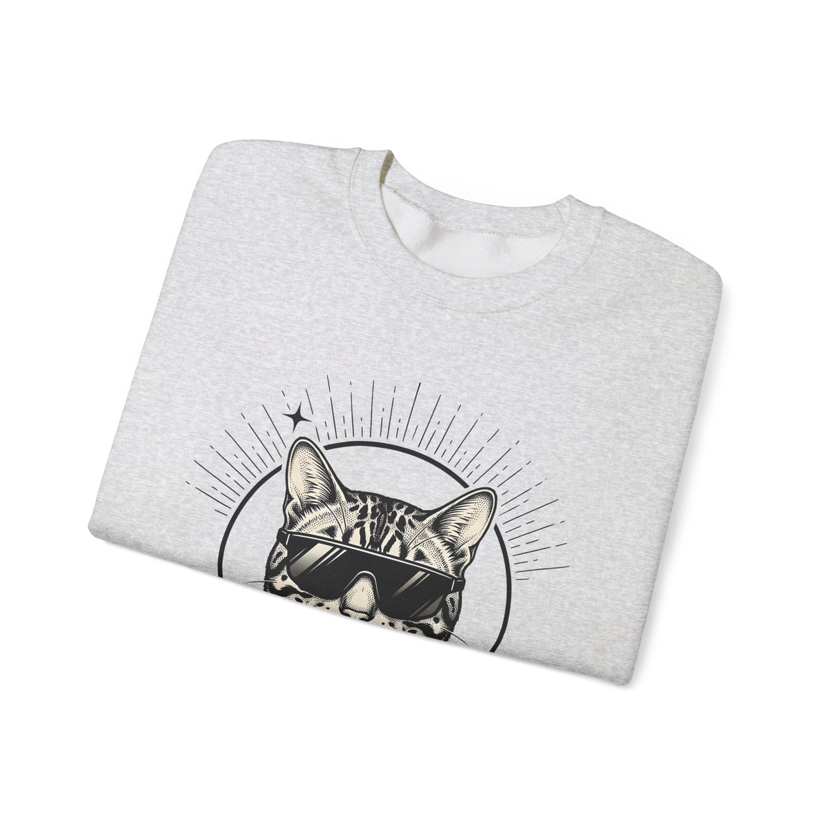 Stylish Cat Sweatshirt Cat Joke Gift Women Illustrative Sweatshirt Kitty Sweatshirt Feline Fan Catty Graphic Old School Cool Glasses Sweatshirt