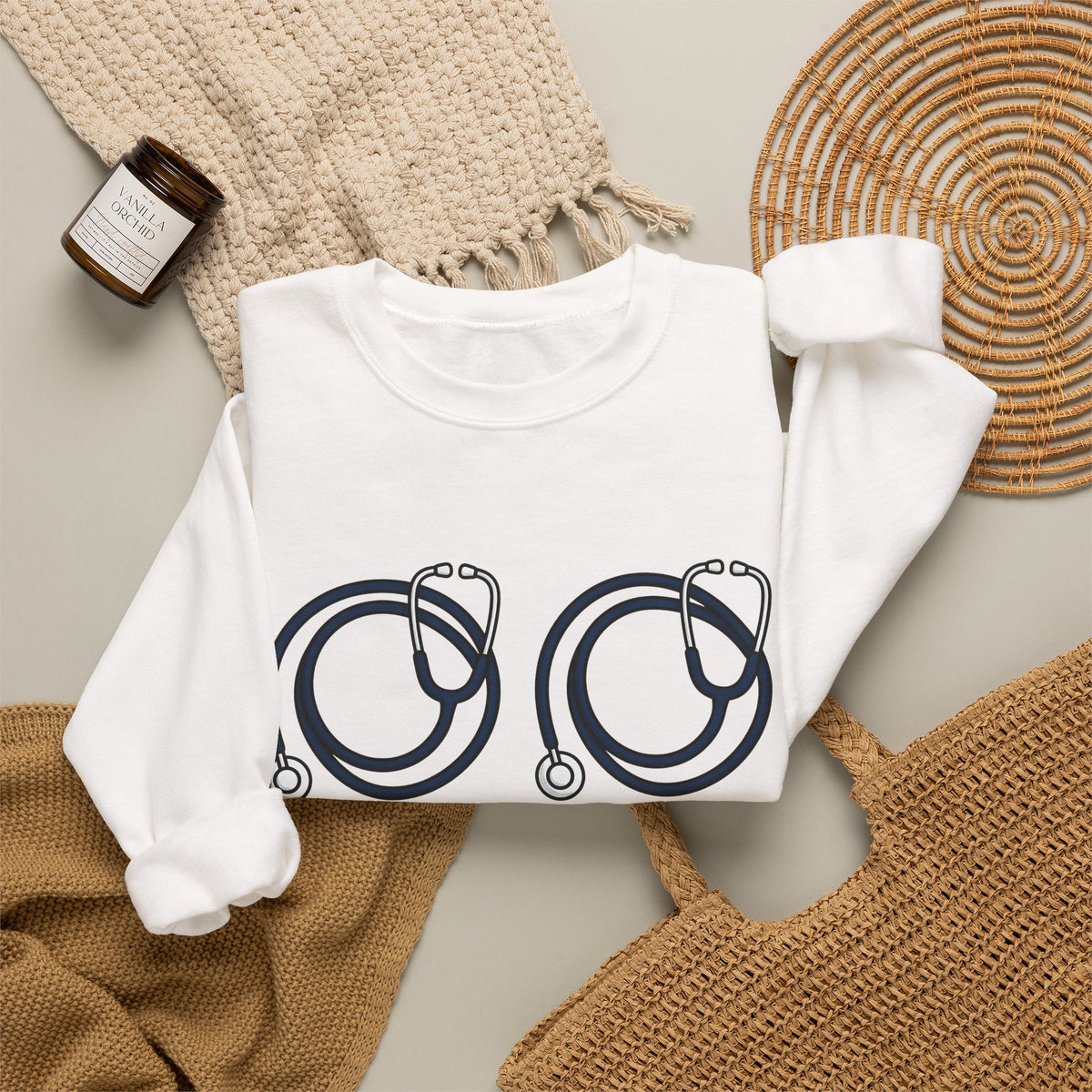 Stethoscope Print Sweatshirt Nurses Medical Gift Women Simple Sweatshirt Medical Device Sweatshirt Nurse Practitioner Enthusiast Minimalist Sweatshirt Clinical