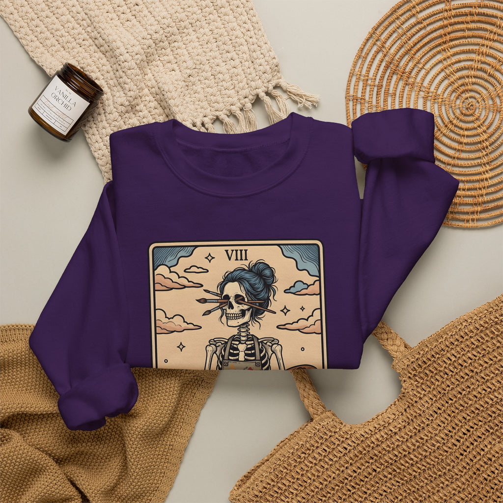 Skeleton Artist Sweatshirt Artist Gothic Gift Women Tarot Card Sweatshirt Skeleton Sweatshirt Art Enthusiast Occult Graphic Sweatshirt Vintage Sunflower Sweatshirt