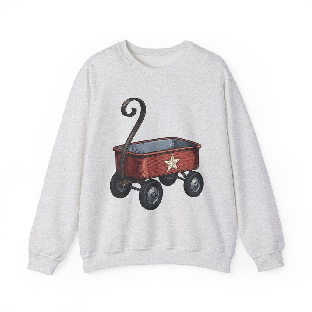 Red Wagon 4Th Of July Usa Gift Antique Cart Fireworks Fan Vintage American Line Sweatshirt