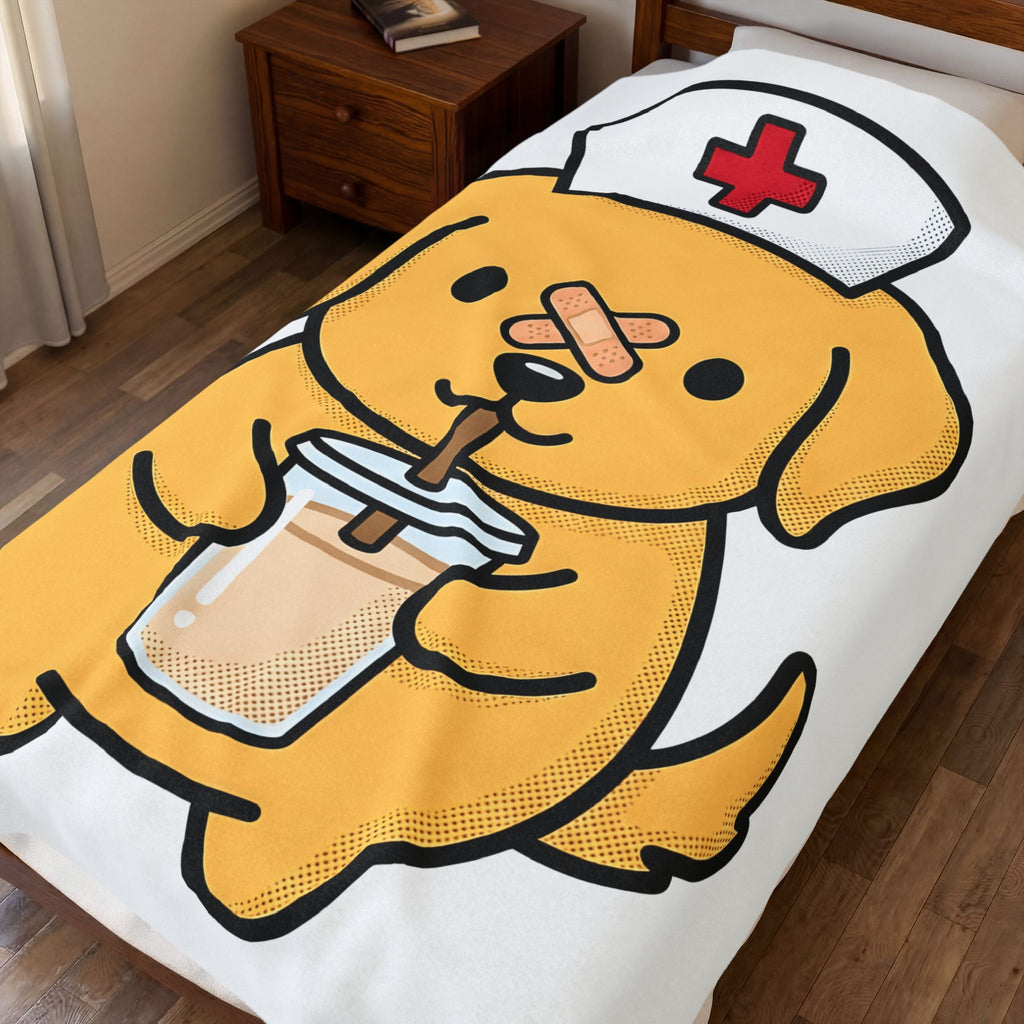 Nurse Puppy Blanket Nurse Creature Gift Women Chibi Blanket Puppy Dog Blanket Nursing Enthusiast Cartoon Blanket Animal Graphic Illustration