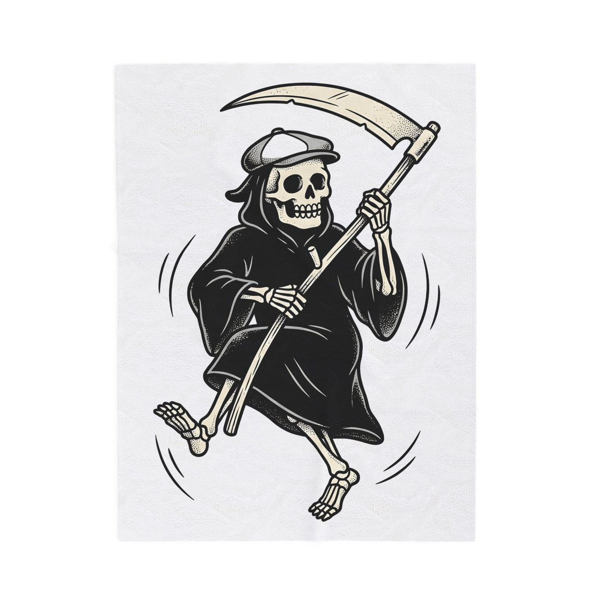 Reaper Skull Blanket Halloween Cranium Gift Women Animated Blanket Grim Reaper Blanket Horror Fan Death Skull Graphic Blanket Old School Sickle