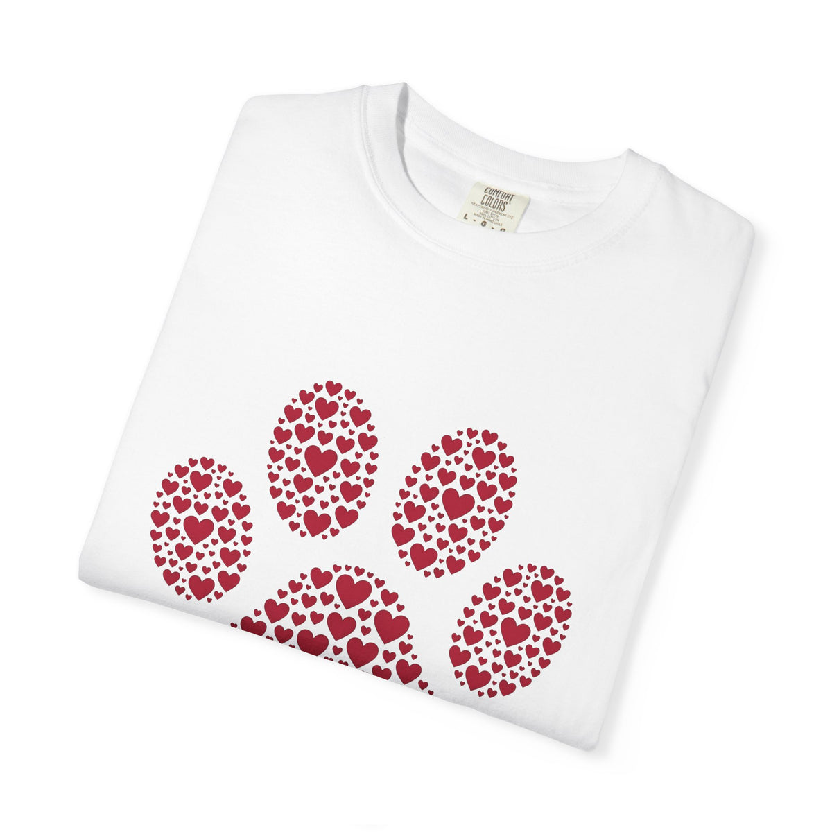 Paw Cat Fauna Gift Hand Drawn Footprint Cat Fan Claw Abstract Heart Shapes T-Shirt