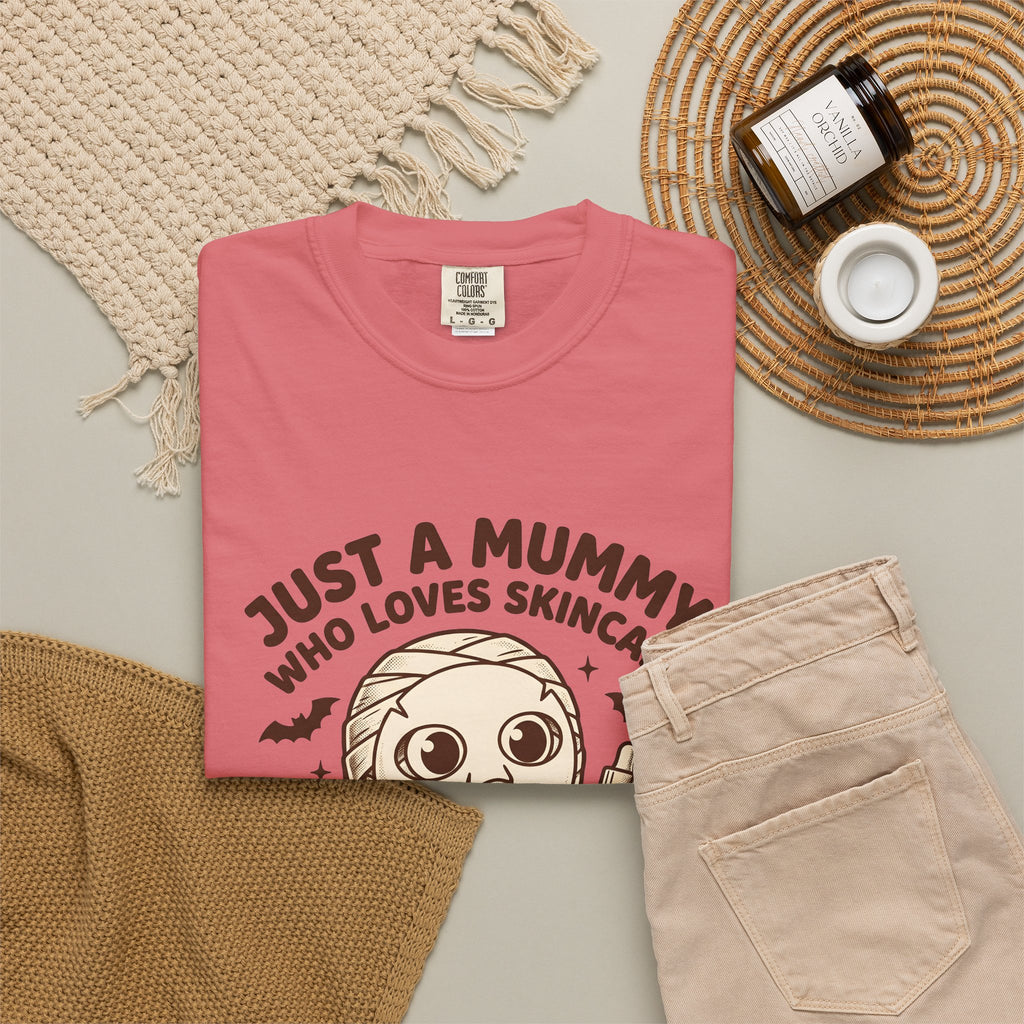 Mummy Costume T-Shirt Halloween Makeup Gift Women Animated T-Shirt Wrap T-Shirt Horror Fan Cartoon T-Shirt Cosmetics Graphic