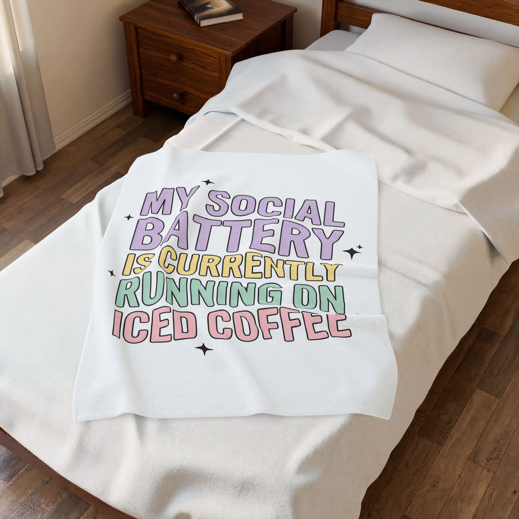 Pastel Lettering Design Blanket Coffee Joke Gift Women Whimsical Blanket Typography Blanket Coffee Fan Handlettering Blanket Pun Graphic Vintage