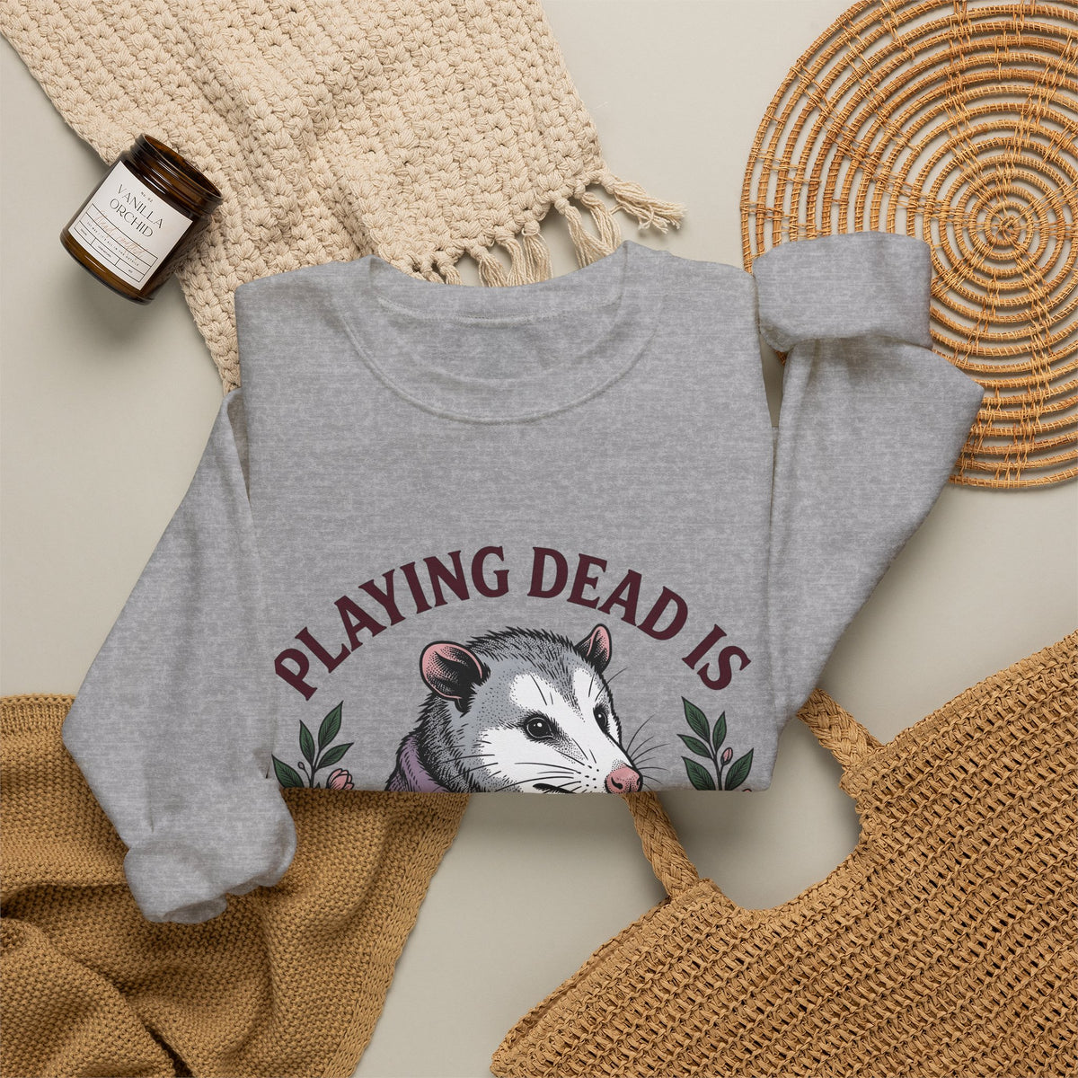 Possum Possum Critter Gift Line Opossum Possum Fan Drawing Old Fashioned Flower Bouquet Sweatshirt