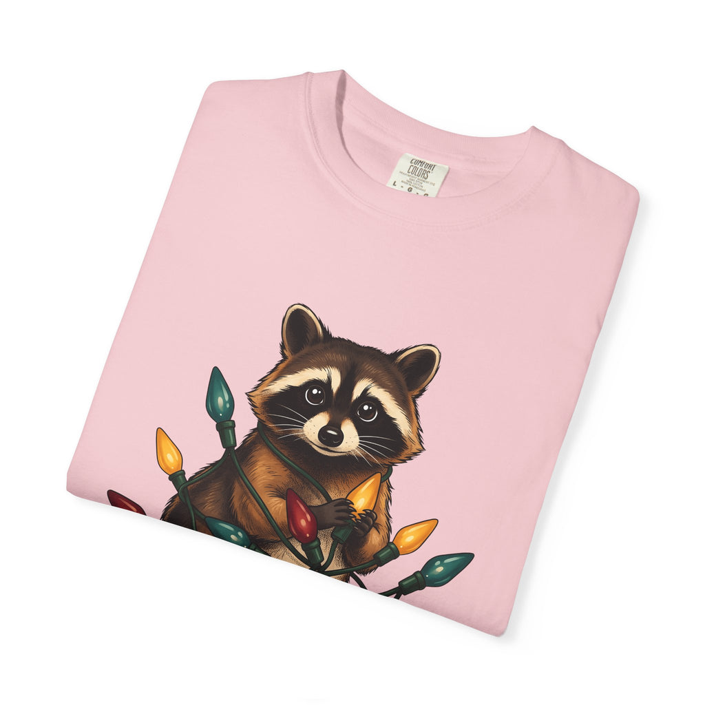 Raccoon Animals Seasonal Gift Playful Trash Panda Wildlife Fan Quirky Christmas Cartoon T-Shirt